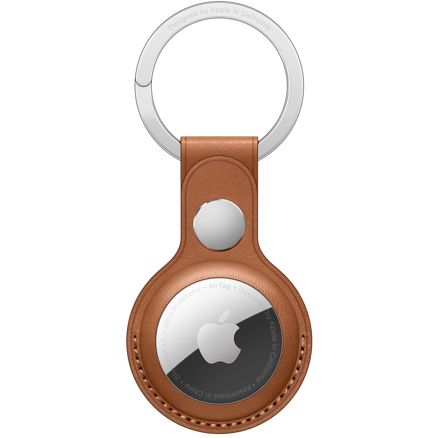 Leather Key Ring Apple AirTag - Saddle Brown