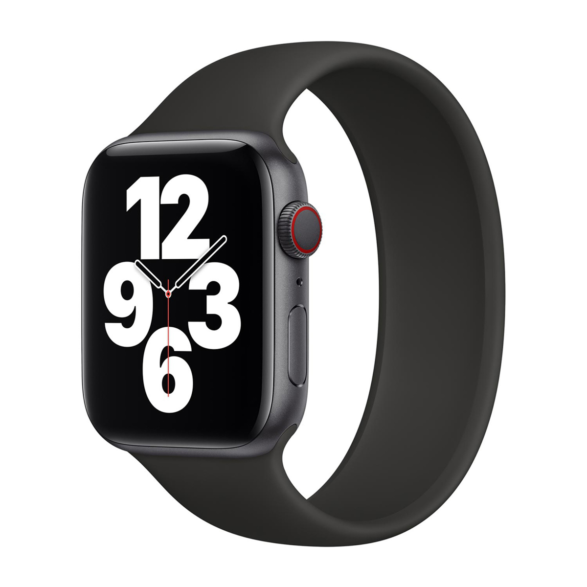 Siliconen solobandje voor de Apple Watch | 44/45/46/49 mm - Maat 7 - Zwart