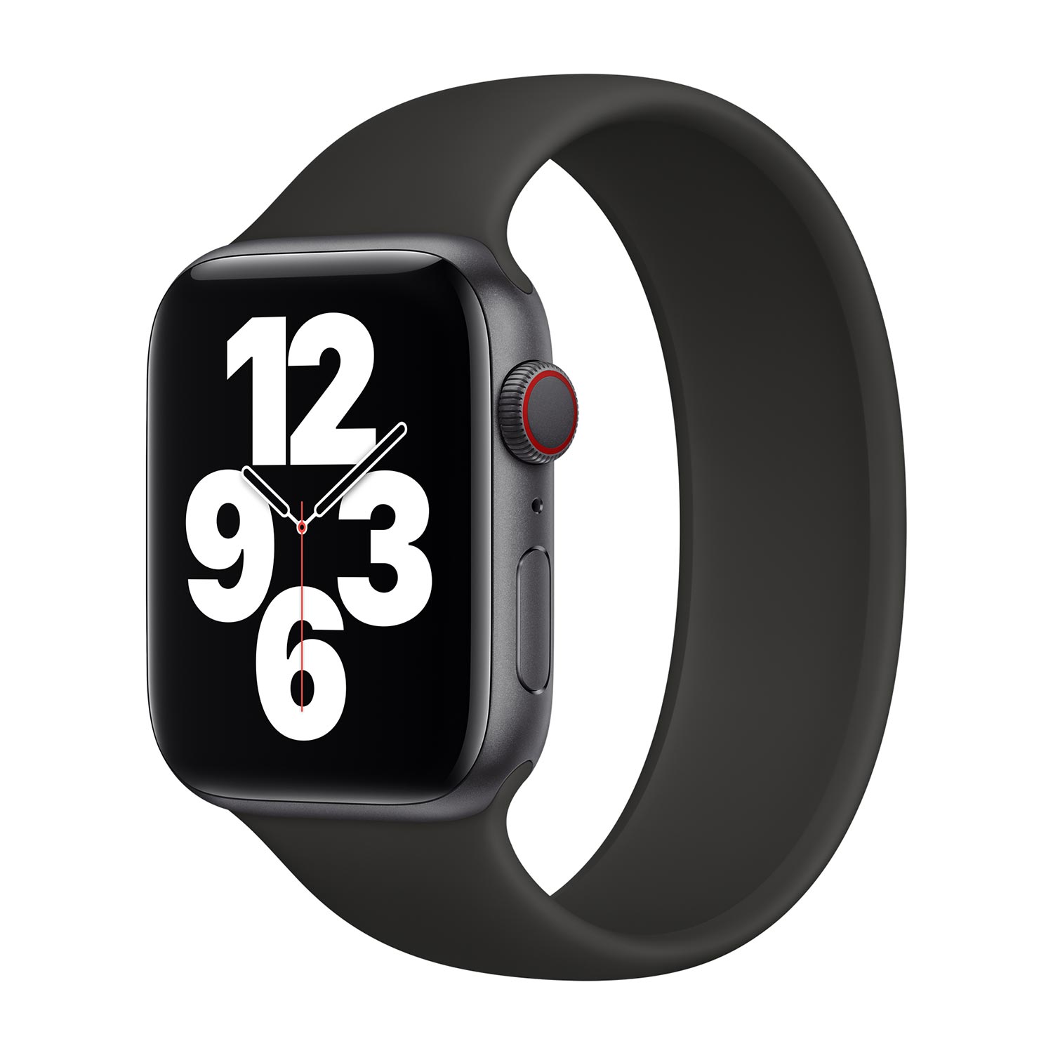 Siliconen solobandje voor de Apple Watch | 44/45/46/49 mm - Maat 10 - Zwart