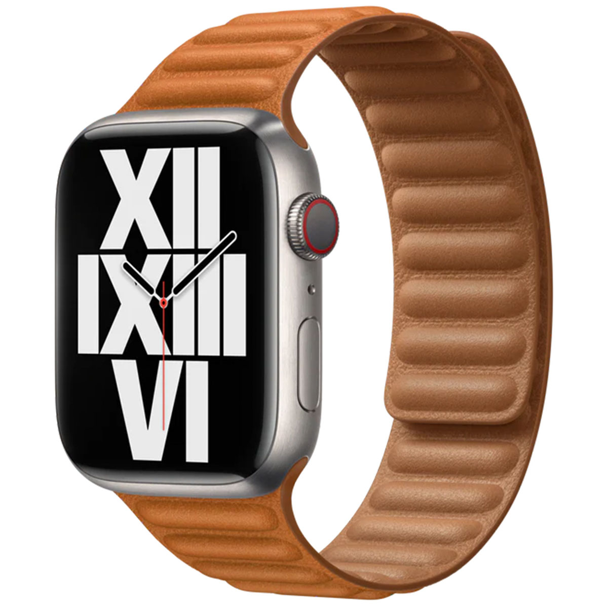 Bracelet Leather Link Apple Watch | 44/45/46/49 mm - Taille M/L - Golden Brown