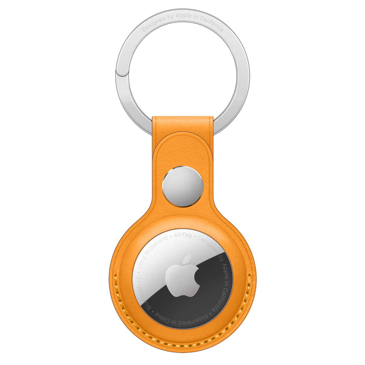 Leather Key Ring Apple AirTag - California Poppy
