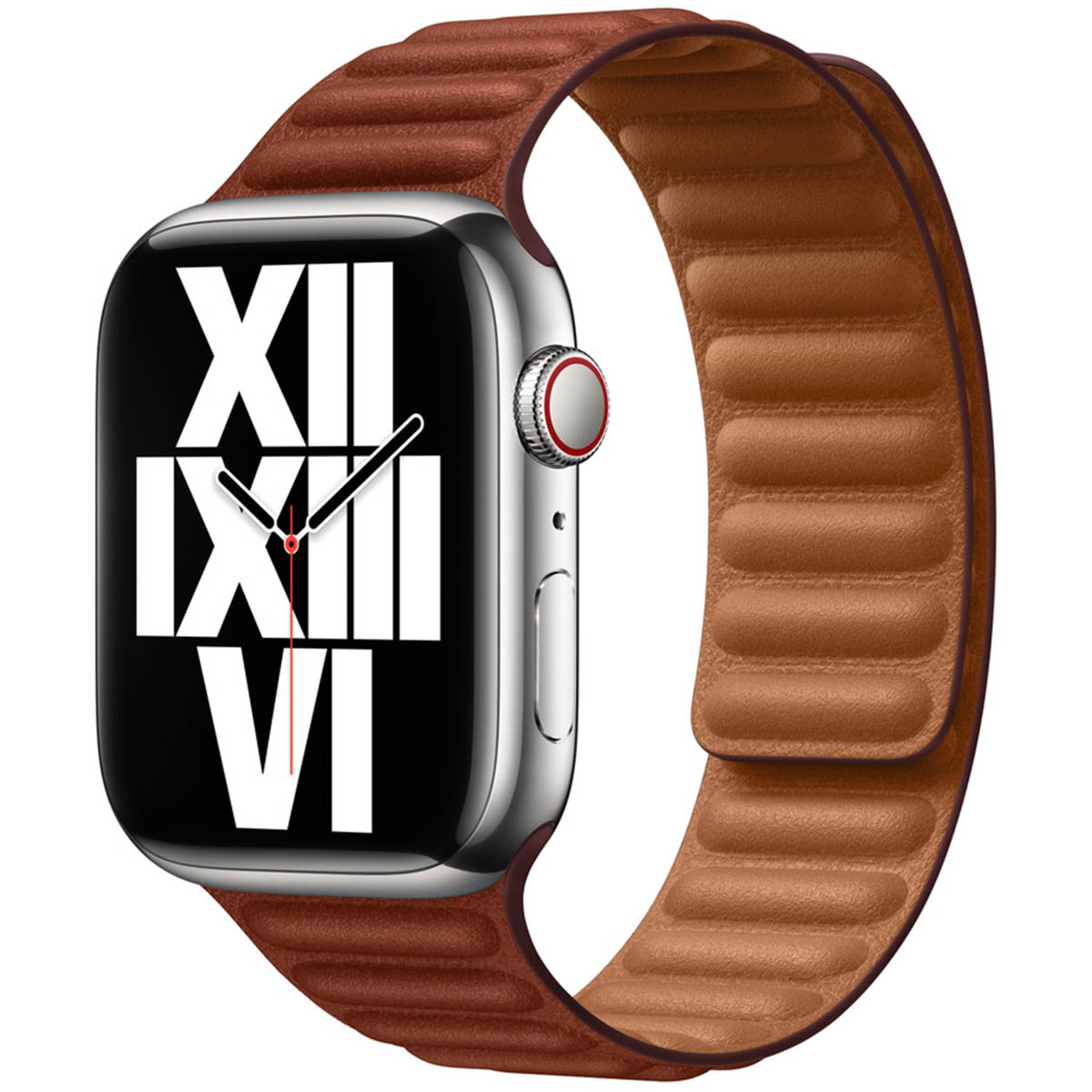 Bracelet Leather Link Apple Watch | 44/45/46/49 mm - Taille S/M - Umber