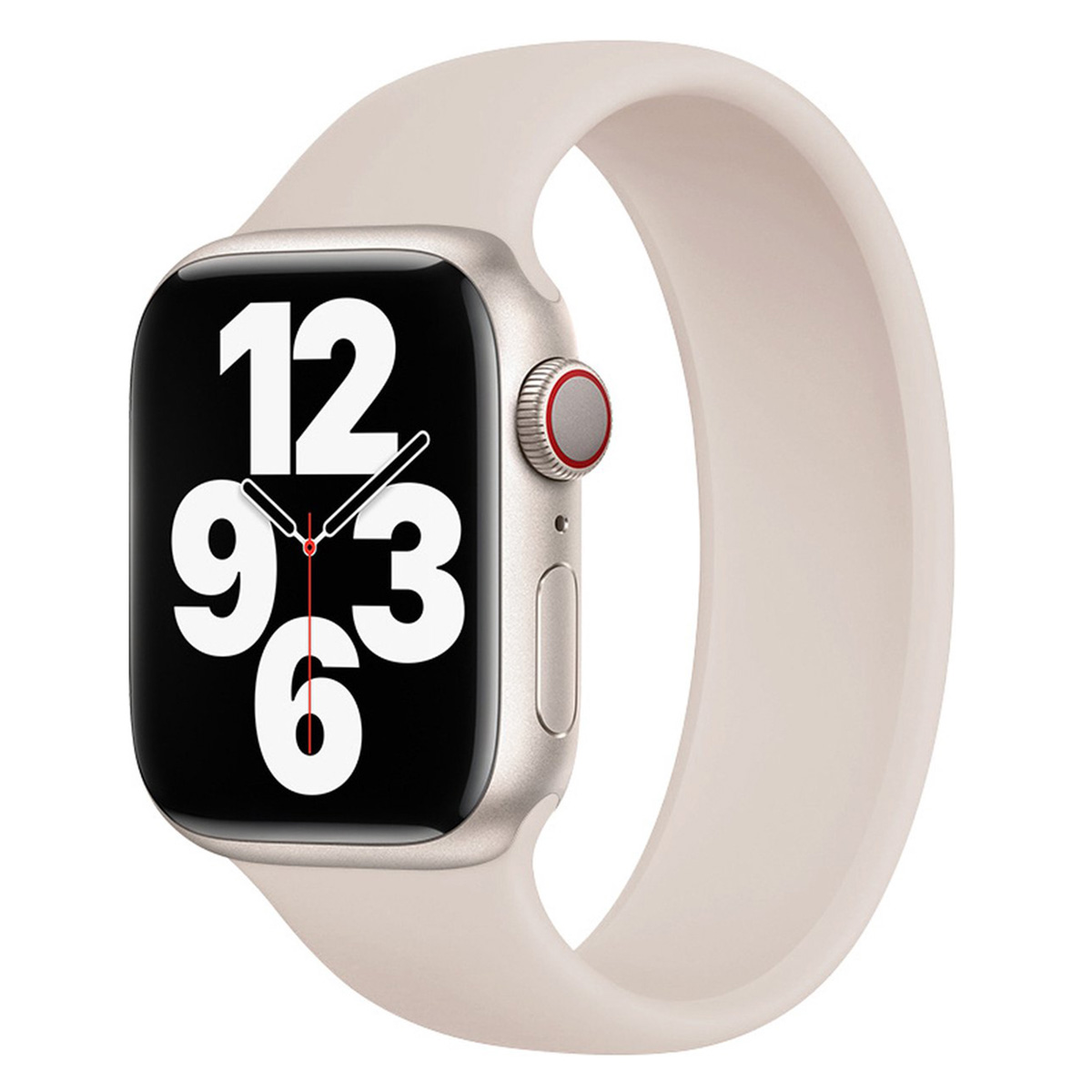 Siliconen solobandje voor de Apple Watch | 44/45/46/49 mm - Maat 1 - Starlight