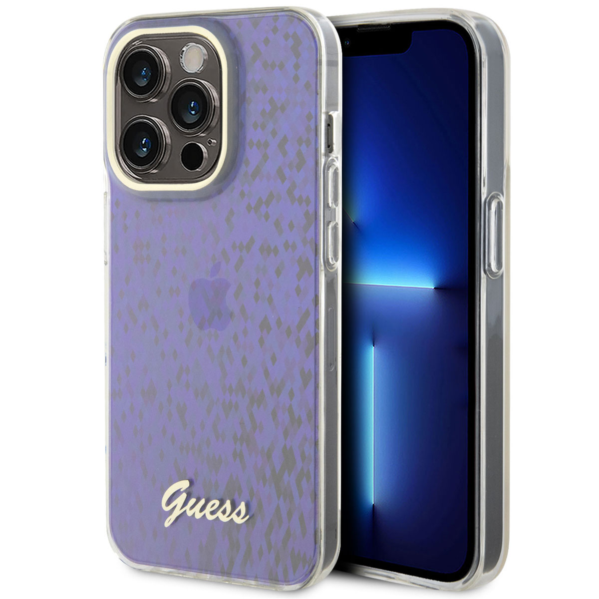 Guess Coque arrière Faceted Mirror Apple iPhone 15 Pro - Bleu