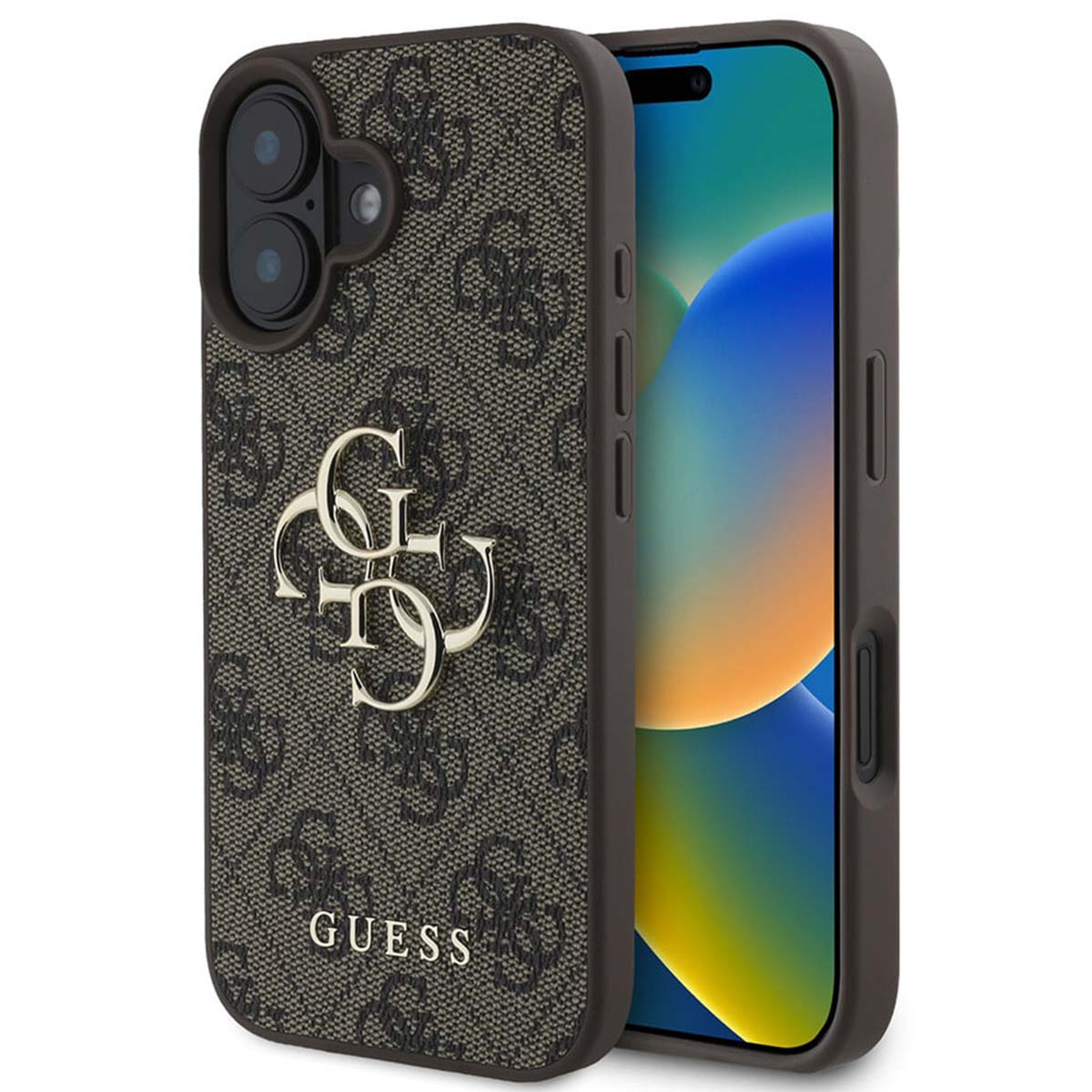 Guess Coque 4G Metal Logo Backcover Apple iPhone 16 - Marron