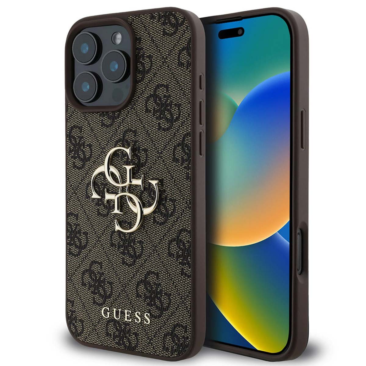 Guess Coque 4G Metal Logo Backcover Apple iPhone 16 Pro - Marron