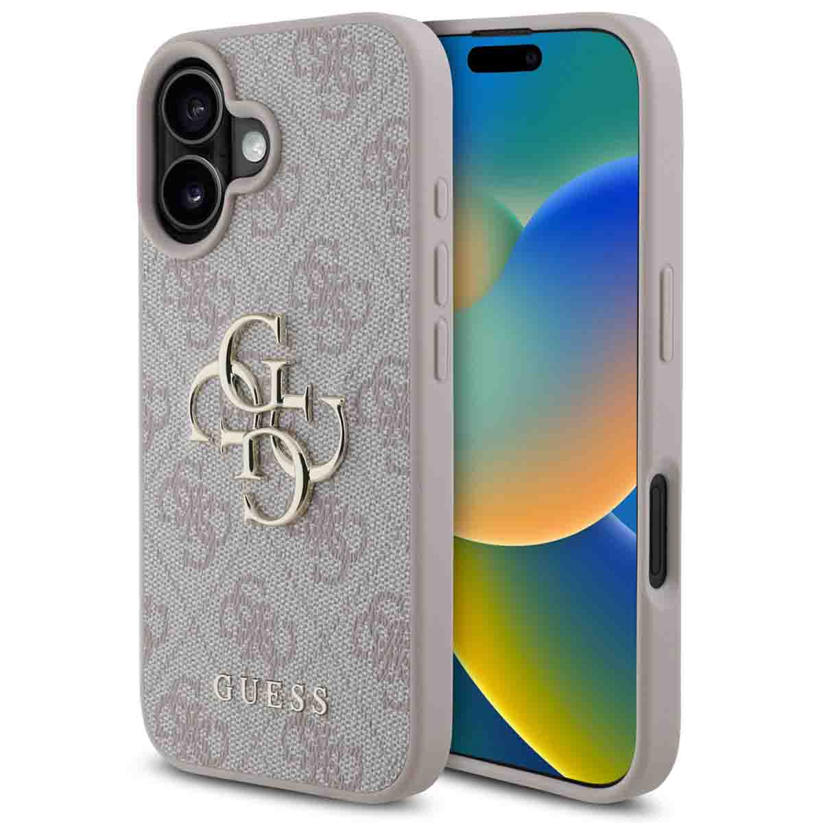 Guess Coque 4G Metal Logo Backcover Apple iPhone 16 - Rose