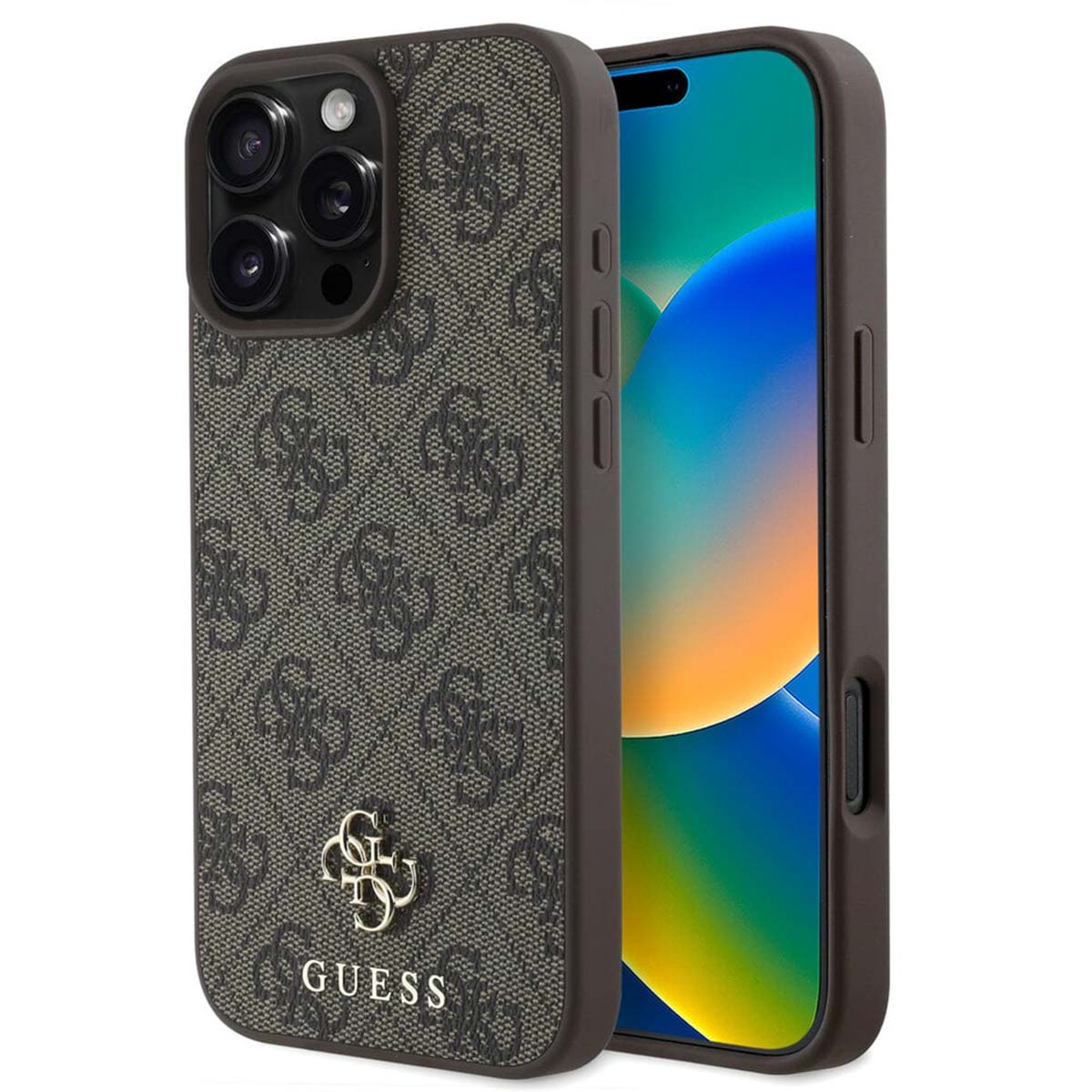Guess Coque 4G Metal Logo MagSafe Apple iPhone 16 Pro - Marron
