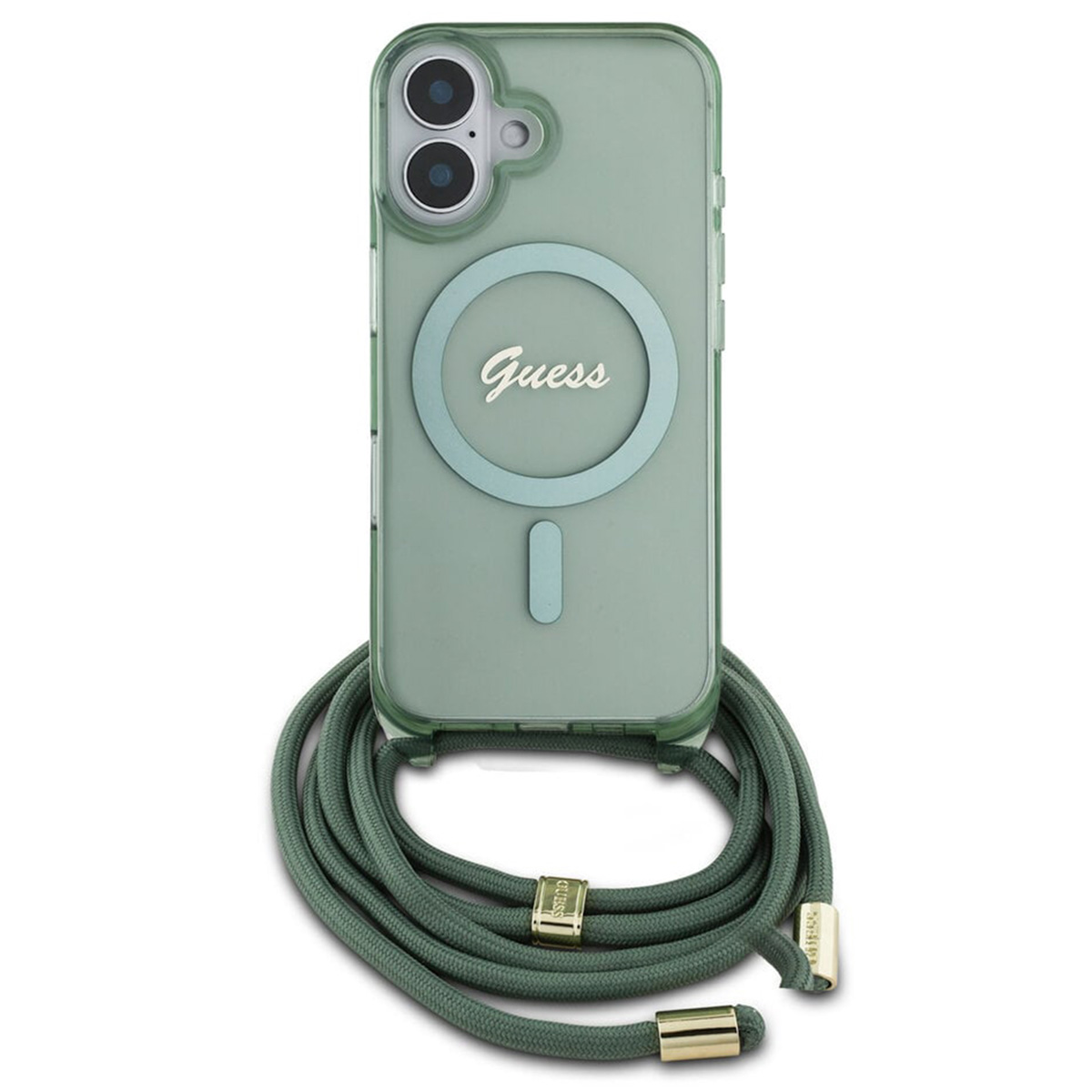 Guess Coque MagSafe IML avec crossbody cord Apple iPhone 16 - Vert