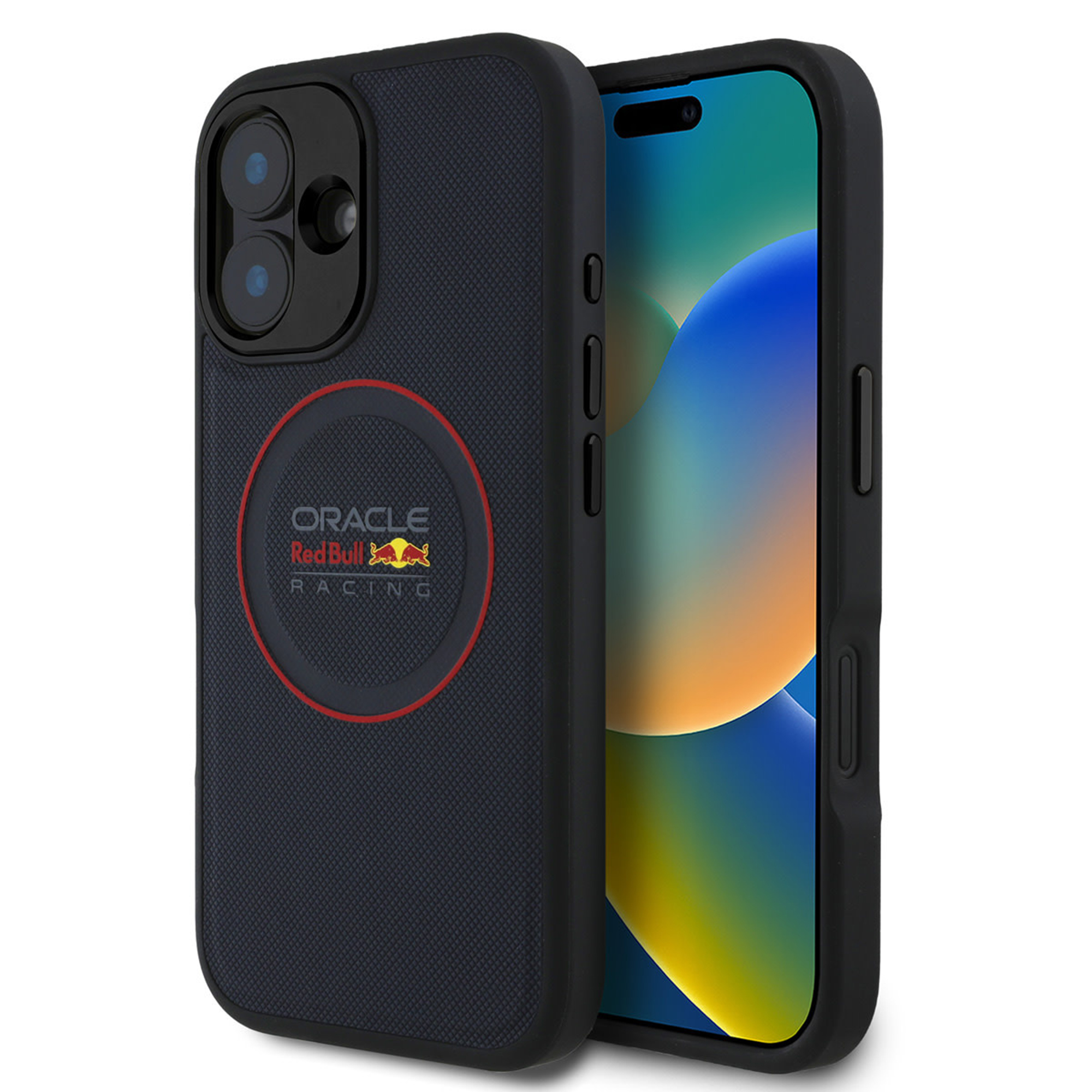 Red Bull Racing Coque en cuir PU maillé MagSafe Apple iPhone 16 - Navy