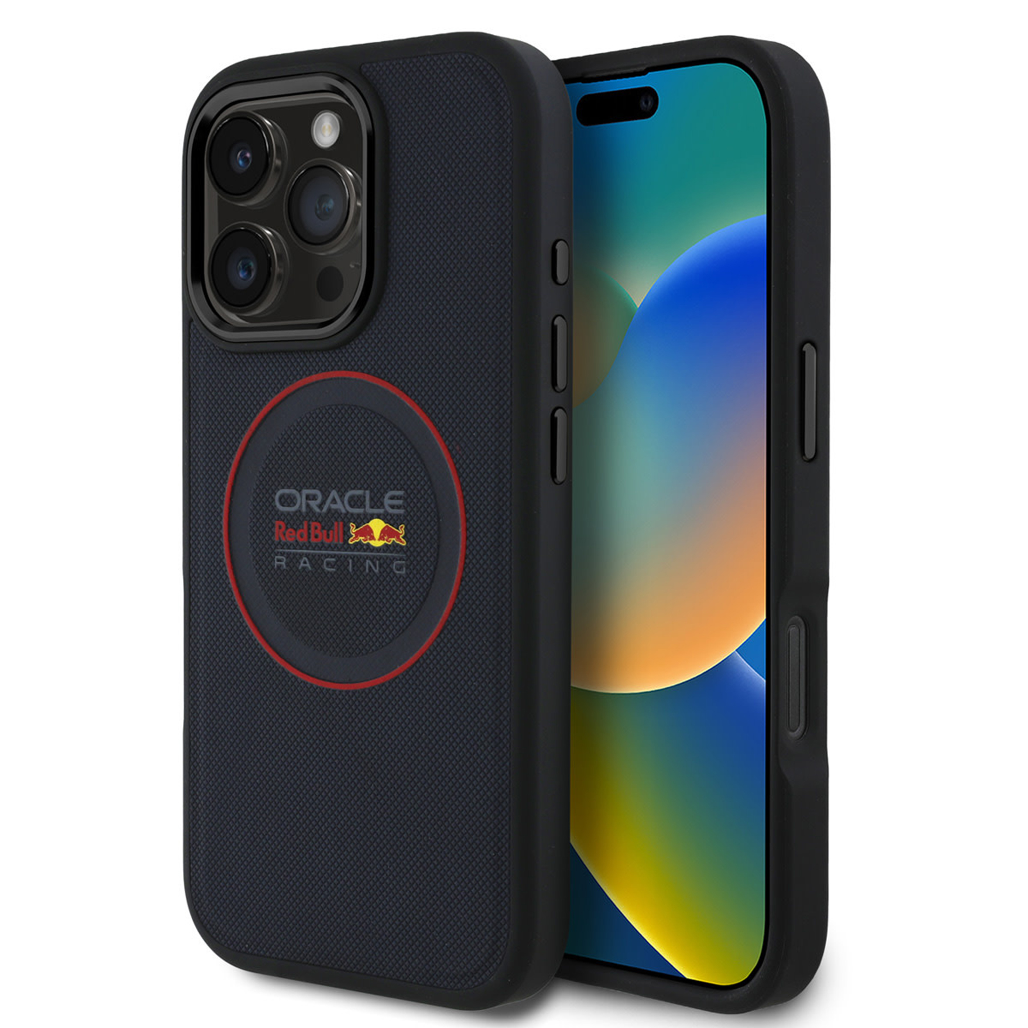 Red Bull Racing Coque en cuir PU maillé MagSafe Apple iPhone 16 Pro Max - Navy