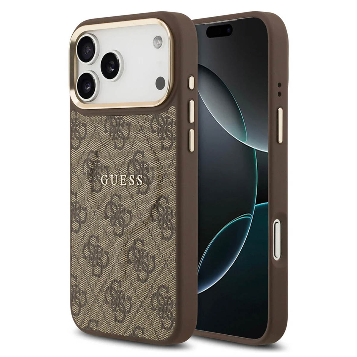 Guess Coque MagSafe Classic avec logo 4G Apple iPhone 17 Pro - Marron