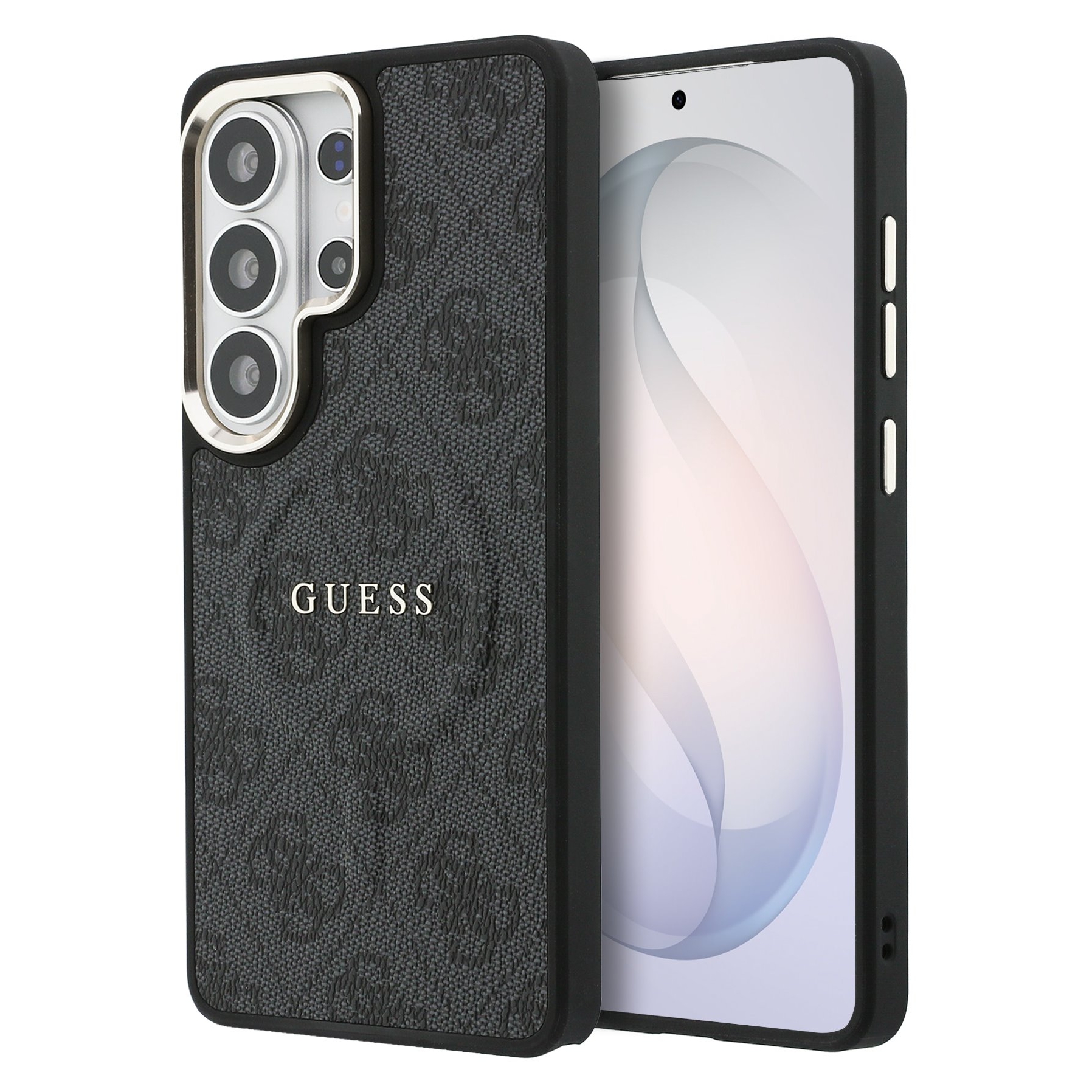 Guess Coque arrière en cuir 4G avec MagSafe Samsung Galaxy S26 Ultra - Gold Edge - Black