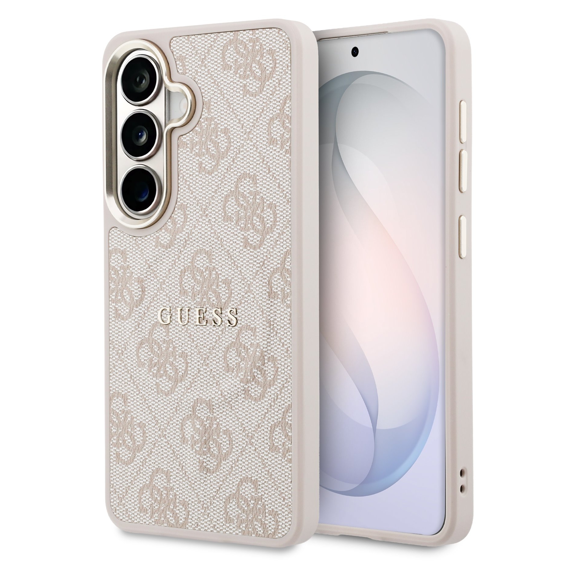 Guess Coque arrière en cuir 4G avec MagSafe Samsung Galaxy S26 - Gold Edge - Pink