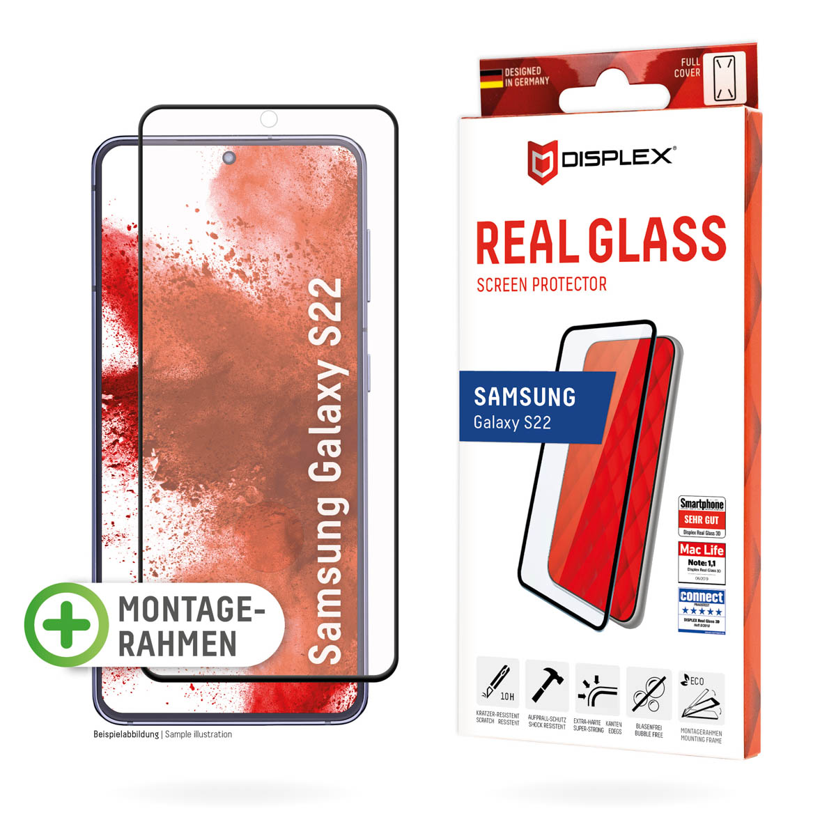 Displex Screenprotector Real Glass Full Cover voor de Samsung Galaxy S22