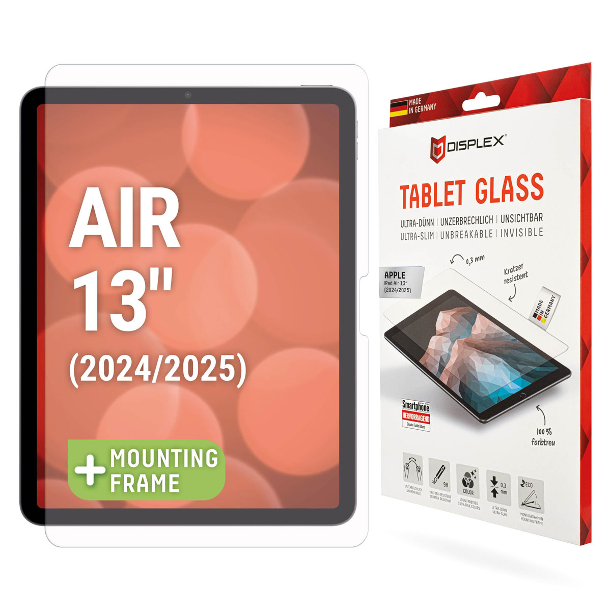 Displex Glass Screenprotector voor de Apple iPad Air 13 inch (2026) M4 / (2025) M3 / (2024) M2