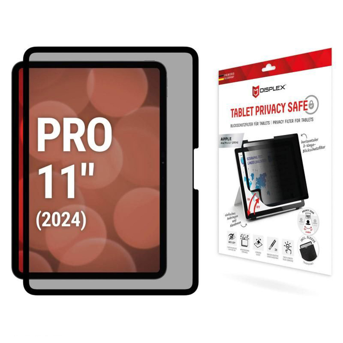 Displex Privacy Screenprotector voor de Apple iPad Pro 11 (2025) M5 / (2024) M4