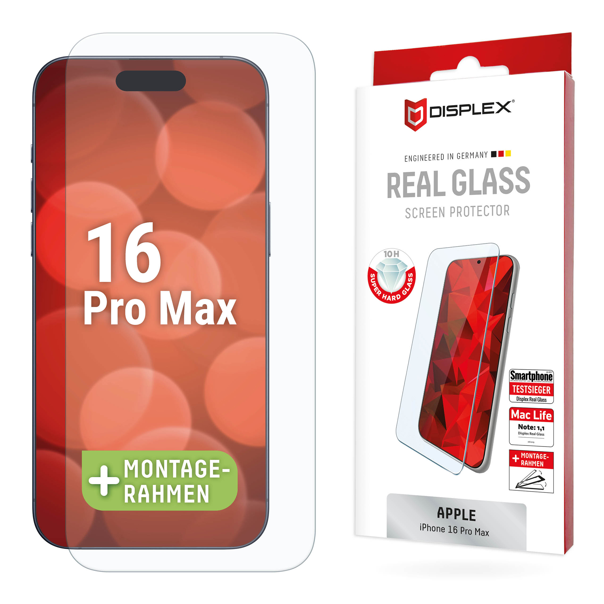 Displex Screenprotector Real Glass voor de Apple iPhone 16 Pro Max