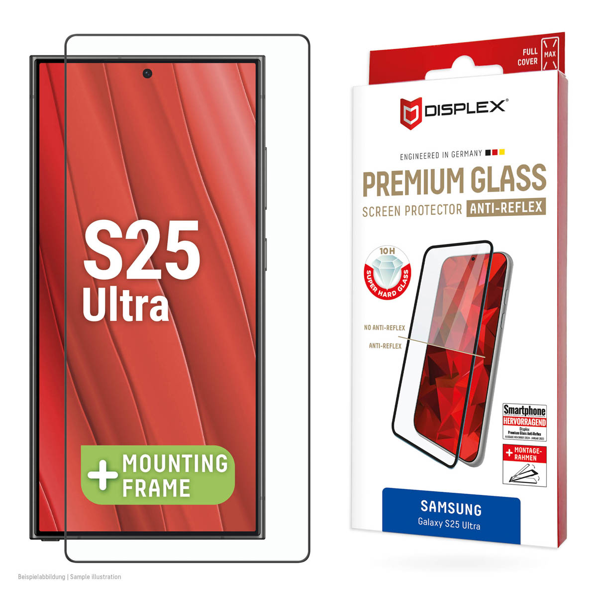 Displex Screenprotector Real Glass Full Cover voor de Samsung Galaxy S25 Ultra