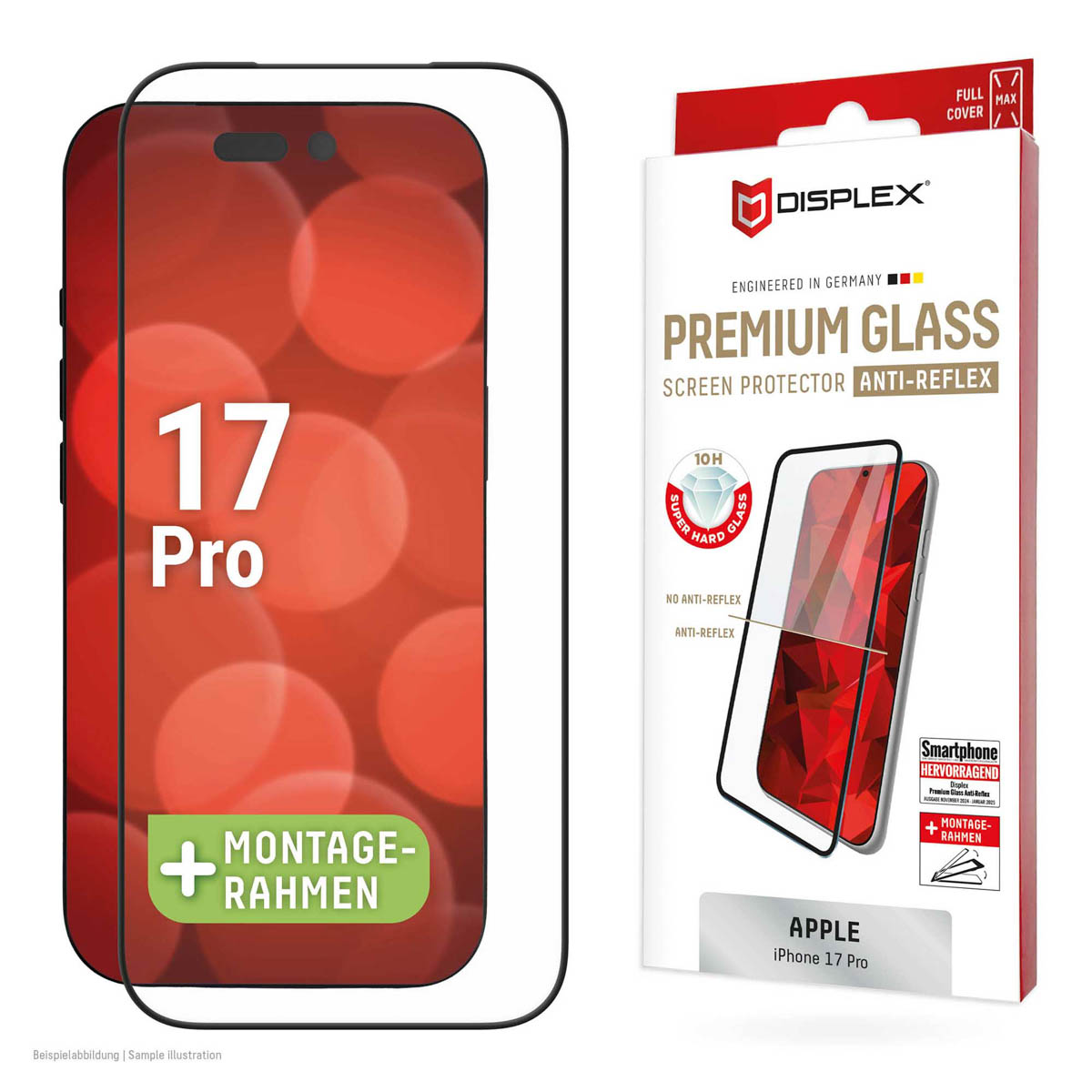 Displex Premium Glass Full Cover Anti-Reflex Screenprotector voor de Apple iPhone 17 / 17 Pro