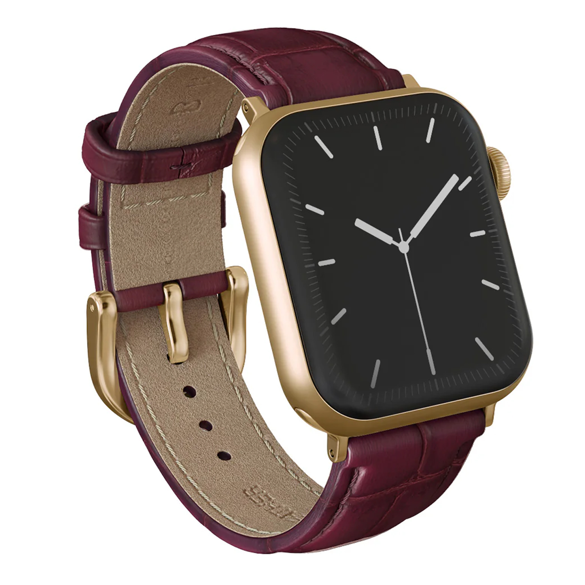 Burga Genuine Leather Band - Apple Watch | 44/45/46/49 mm / Universeel 20 mm aansluiting - Mobwife / Gold
