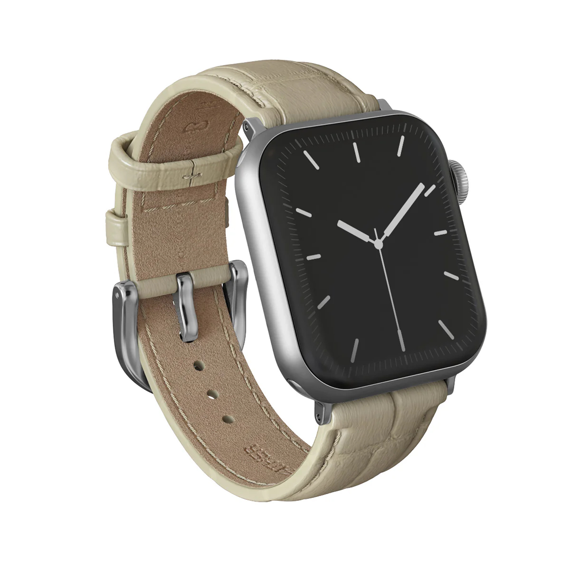 Burga Genuine Leather Band - Apple Watch | 44/45/46/49 mm / Universeel 20 mm aansluiting - Buttermelt / Silver