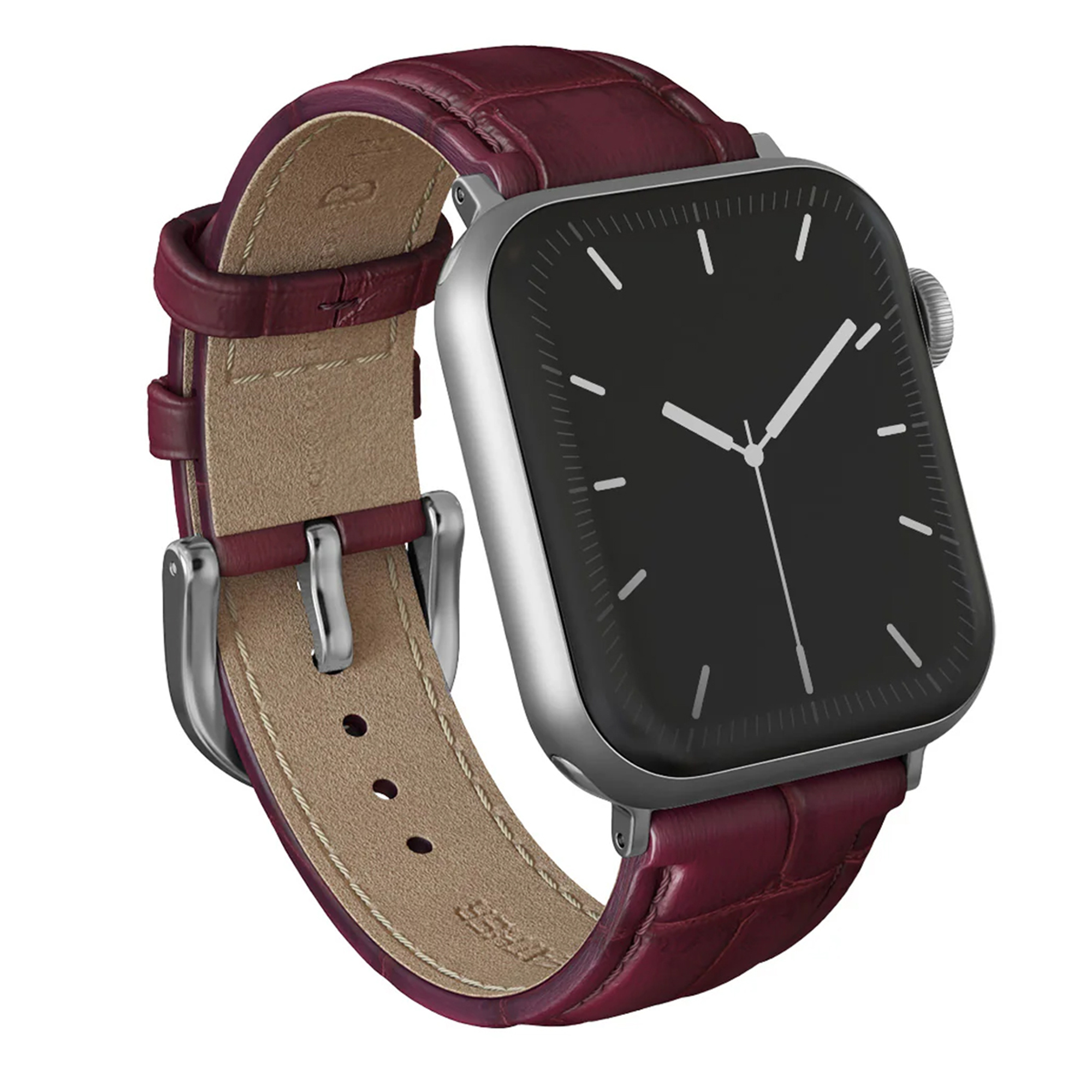 Burga Genuine Leather Band - Apple Watch | 44/45/46/49 mm / Universeel 20 mm aansluiting - Mobwife / Silver