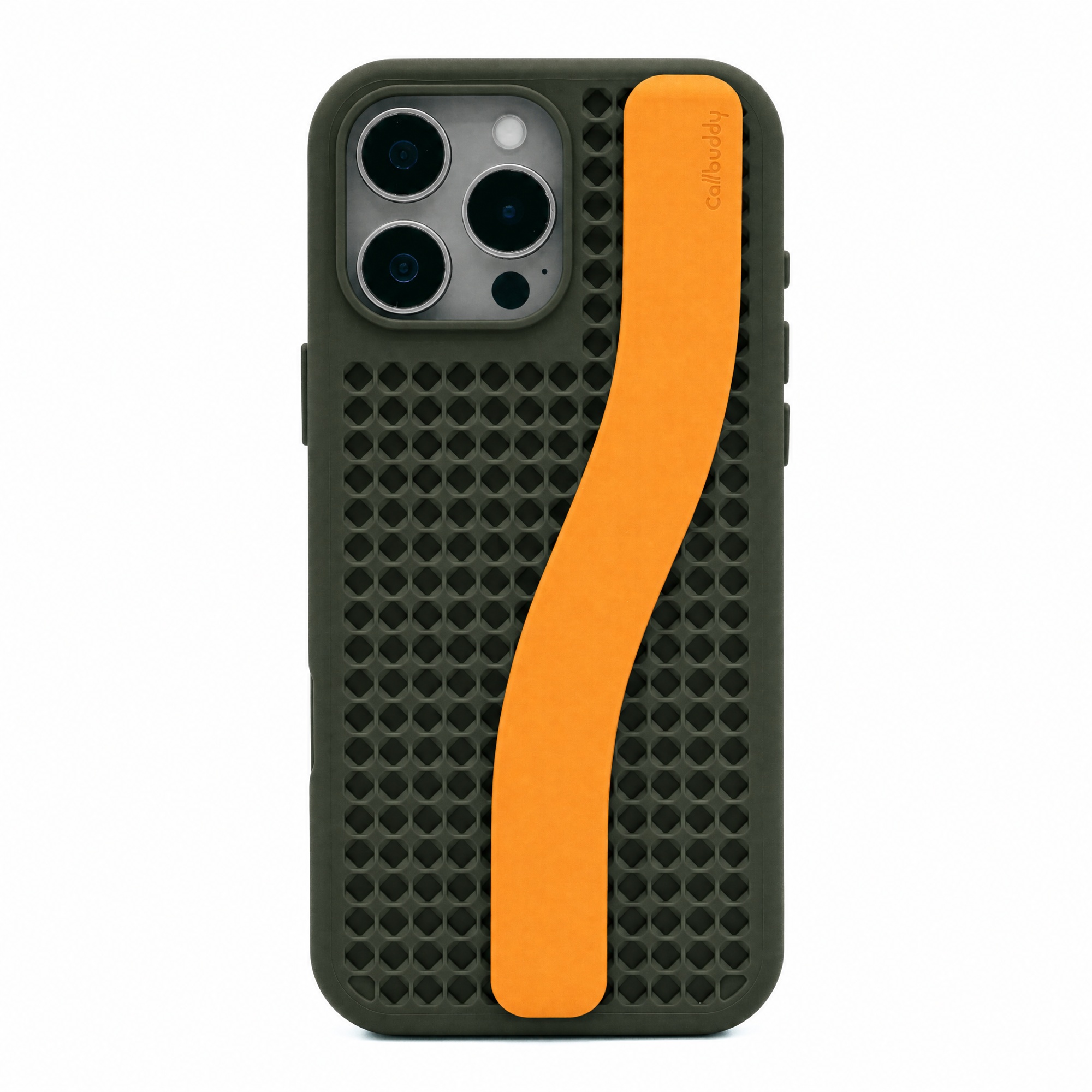 Callbuddy Hoesje met Strap voor de Apple iPhone 16 Pro Max - Camo Orange