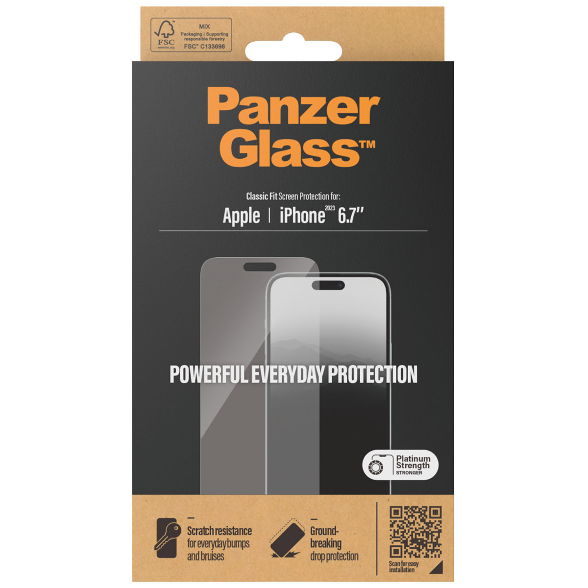 PanzerGlass Anti-Bacterial Screenprotector voor de Apple iPhone 15 Plus