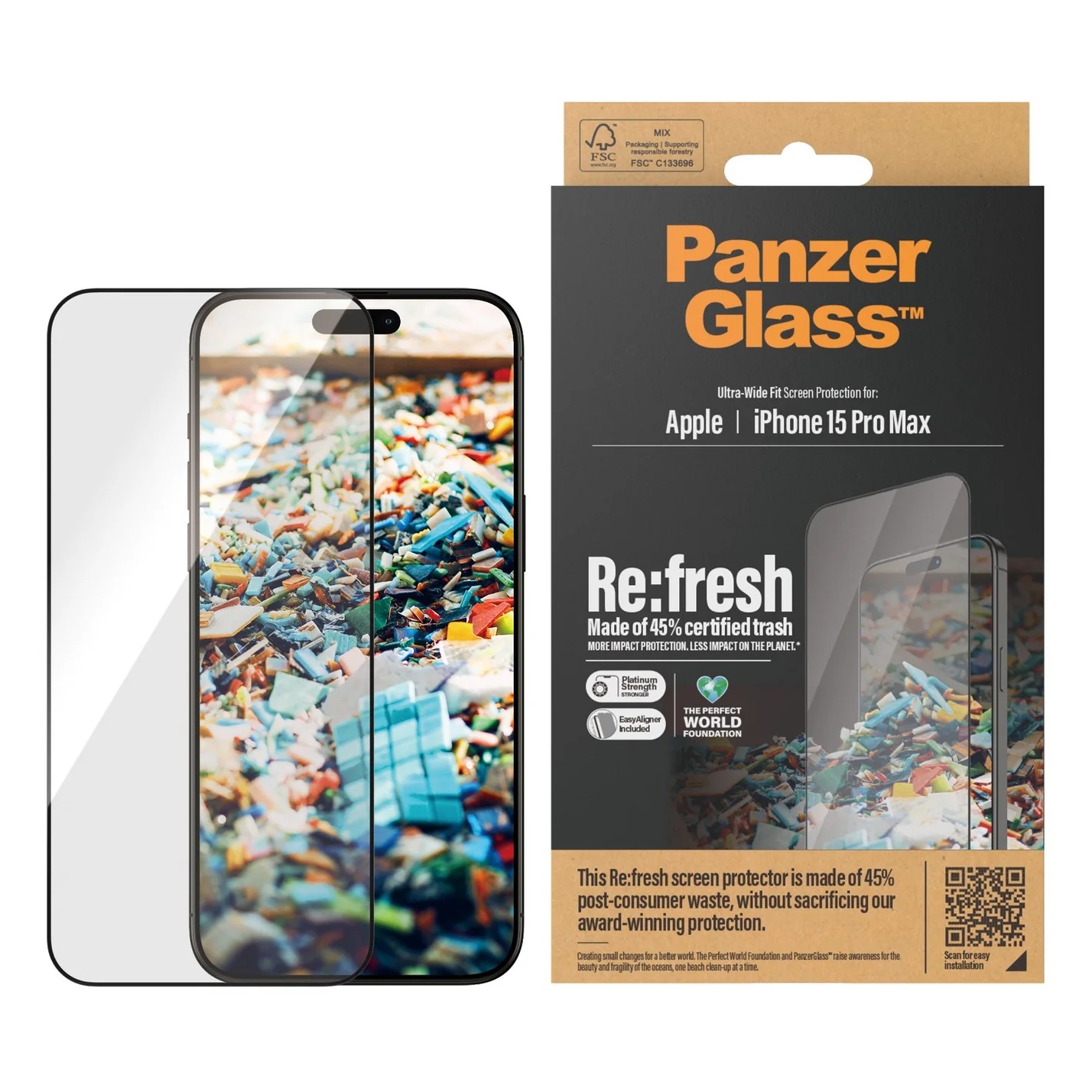 PanzerGlass Ultra-Wide Fit Anti-Bacterial Screenprotector voor de Apple iPhone 15 Pro Max