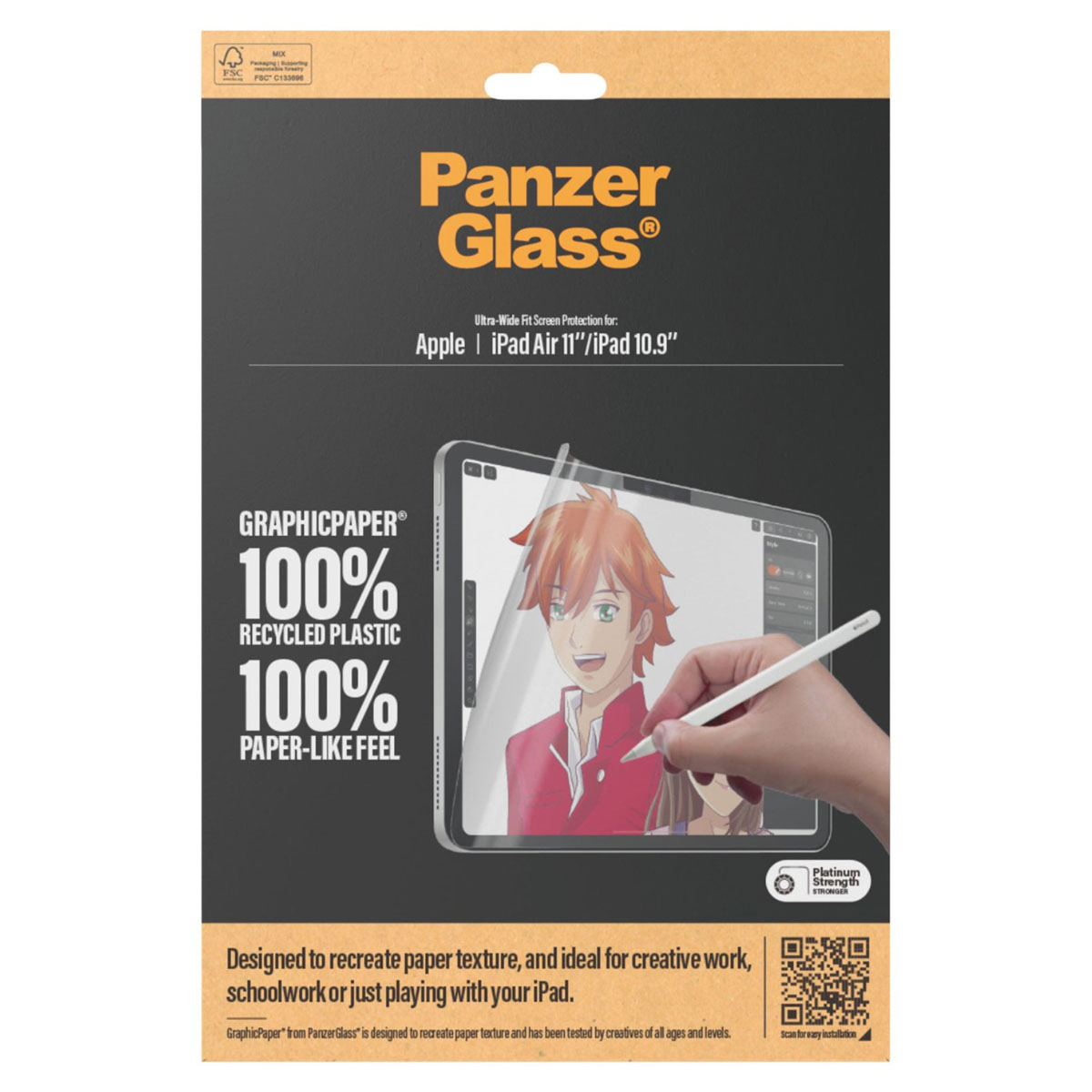 PanzerGlass GraphicPaper Ultra-Wide Fit Screenprotector voor de Apple iPad Air 11 inch (2026) M4 / (2025) M3 / (2024) M2 / iPad 11 (2025) 11 inch A16 / iPad 10 (2022) 10.9 inch