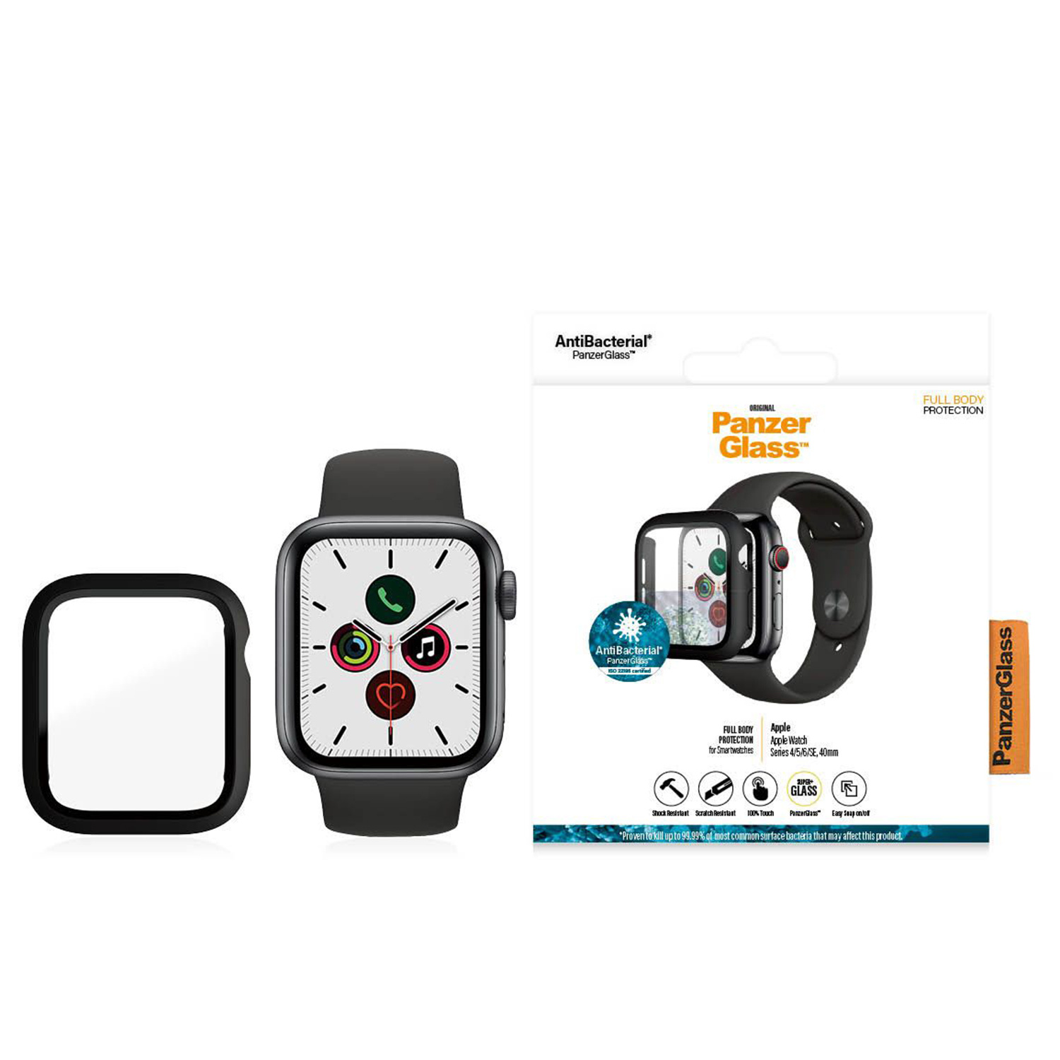 PanzerGlass Coque Full Body Apple Watch 4 / 5 / 6 / SE - 40 mm - Noir