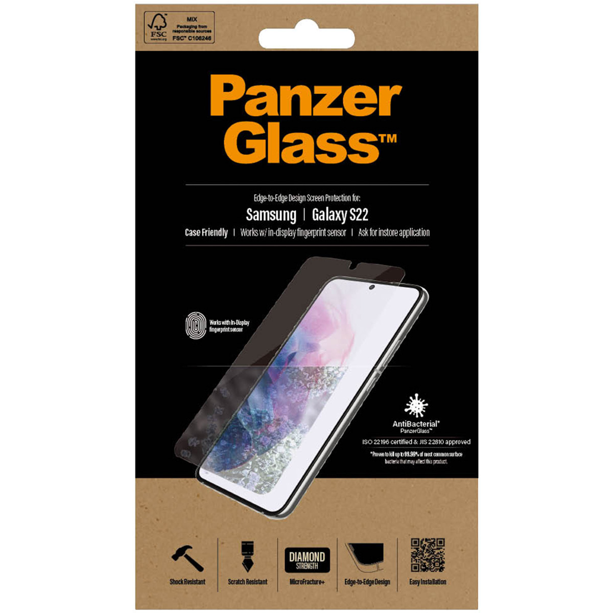 PanzerGlass Protection d'écran en verre trempé Case Friendly Samsung Galaxy S22
