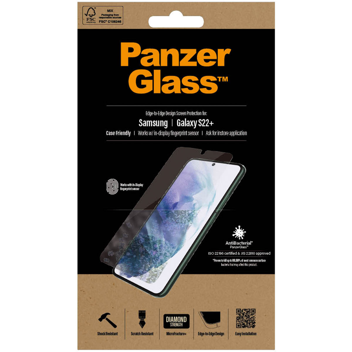 PanzerGlass Protection d'écran en verre trempé Case Friendly Samsung Galaxy S22 Plus