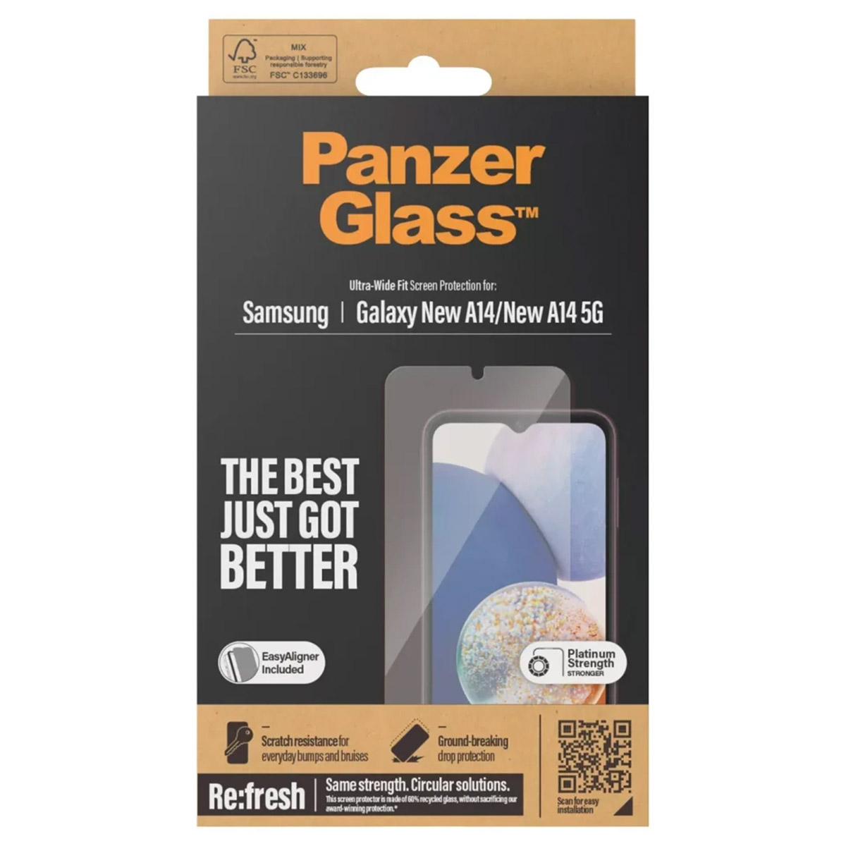 PanzerGlass Refresh Ultra-Wide Fit Anti-Bacterial Screenprotector incl. applicator voor de Samsung Galaxy A15 (5G)