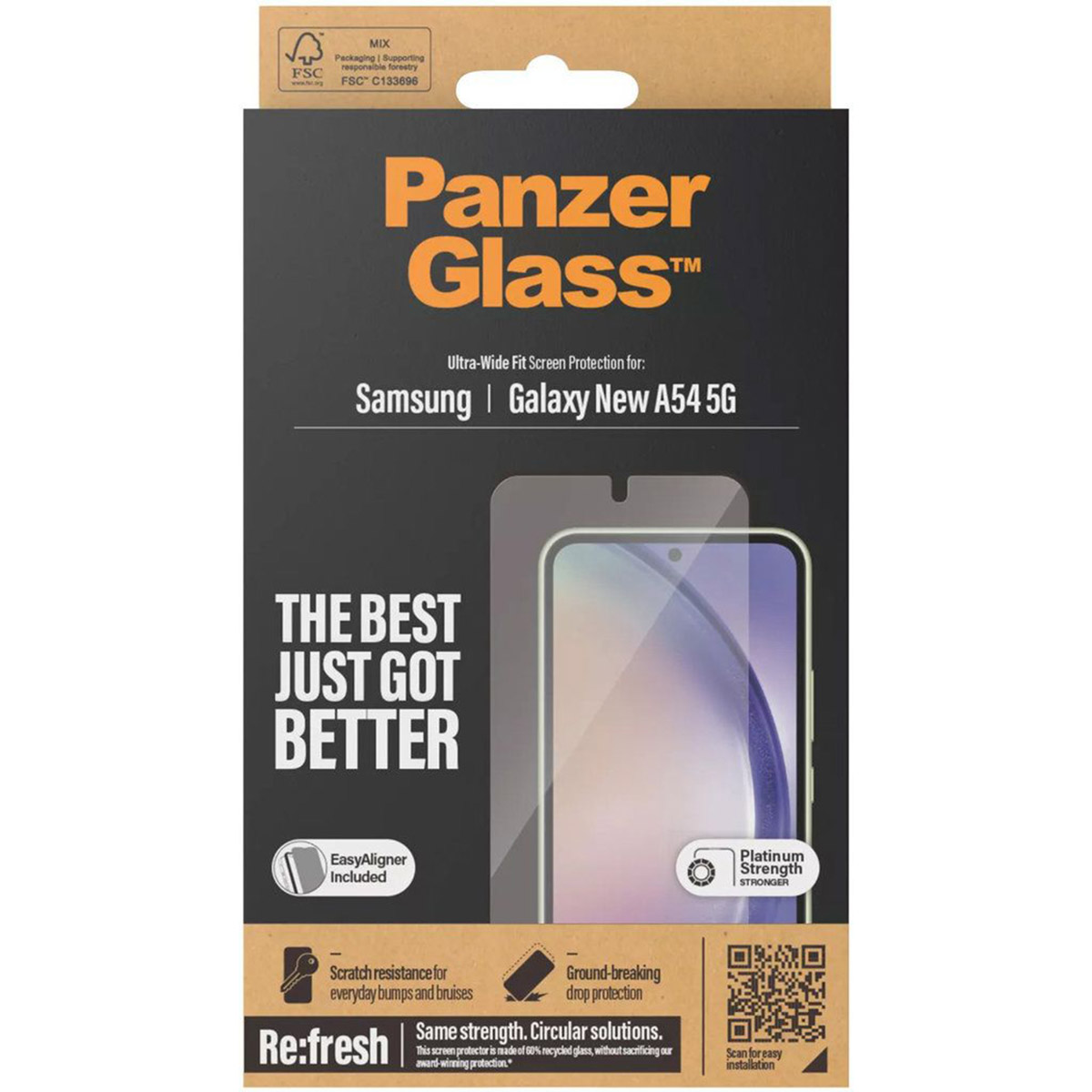 PanzerGlass Refresh Ultra-Wide Fit Anti-Bacterial Screenprotector voor de Samsung Galaxy A55