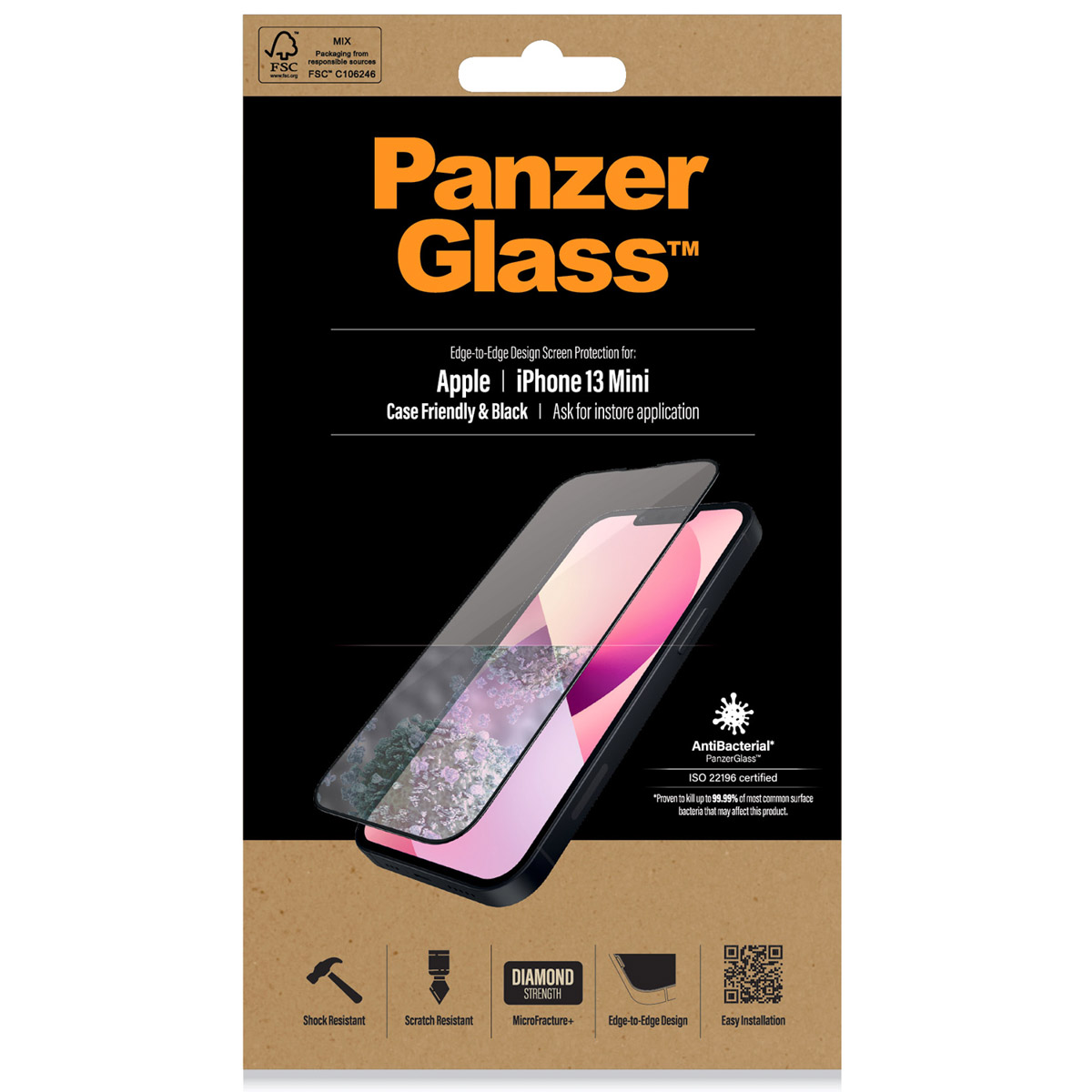 PanzerGlass Protection d'écran en verre trempé Case Friendly Apple iPhone 13 Mini