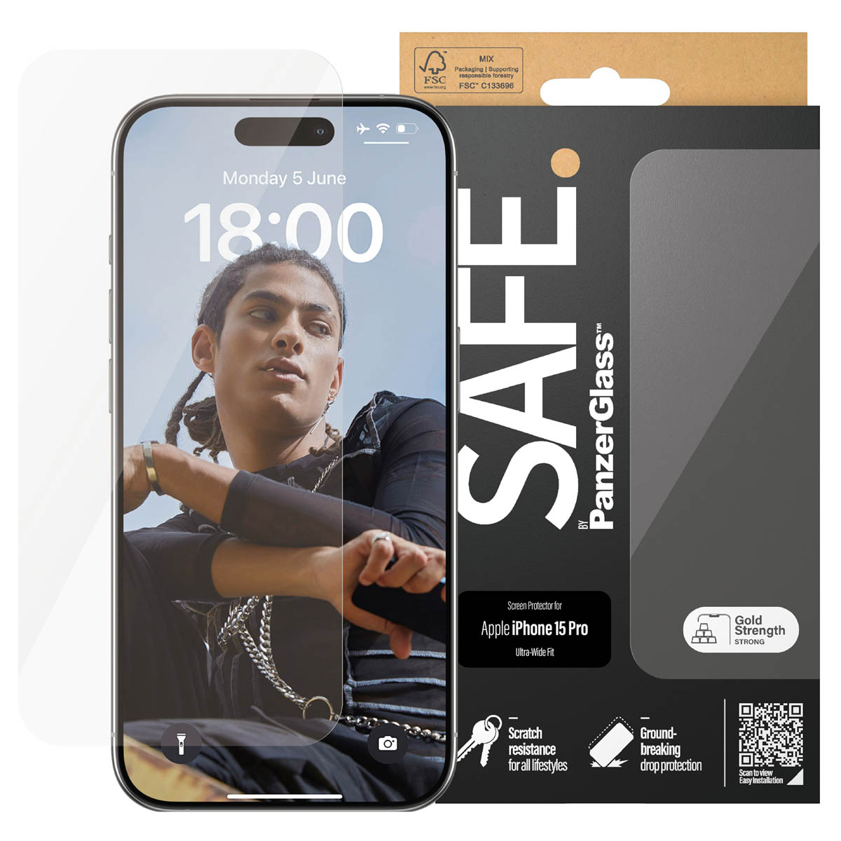 SAFE by PanzerGlass Protection d'écran Ultra-Wide Fit Apple iPhone 15 Pro