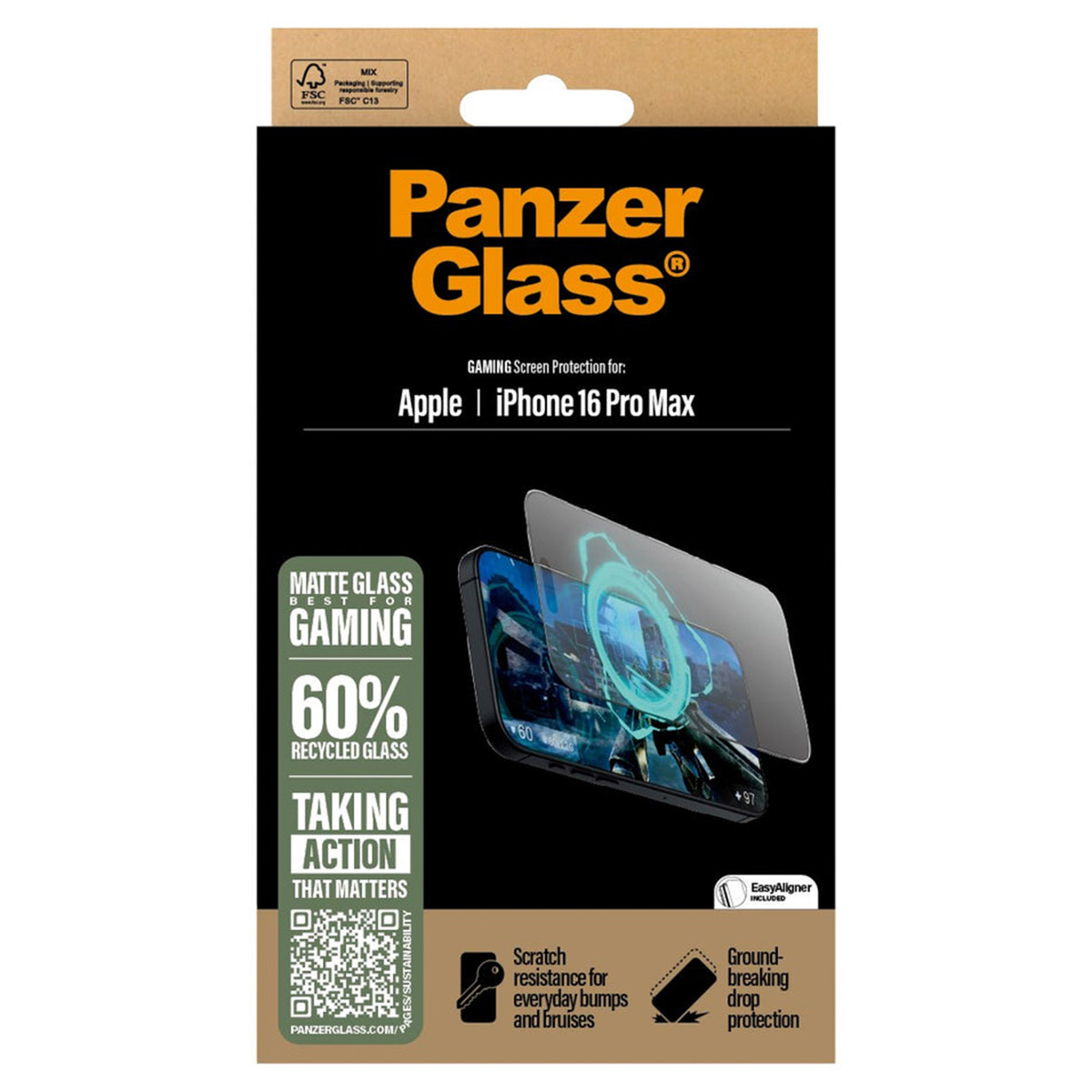 PanzerGlass EyeScreenprotector Ultra Wide Fit met applicator voor de Apple iPhone 16 Pro Max