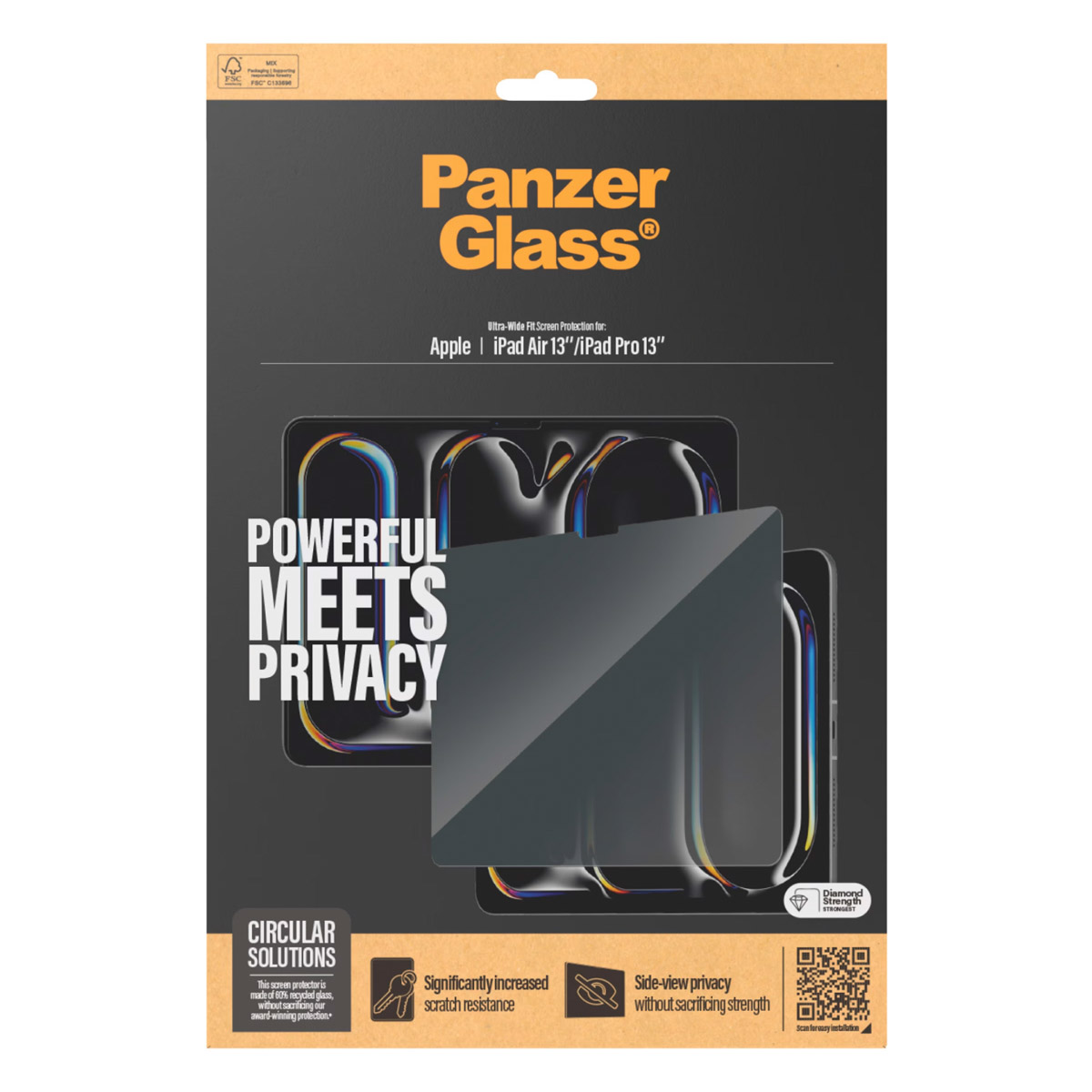 PanzerGlass Privacy Screenprotector Ultra-Wide Fit voor de Apple iPad Pro 13 / (2025) M5 / (2024) M4 / Air 13 inch (2026) M4 / (2025) M3 / (2024) M2