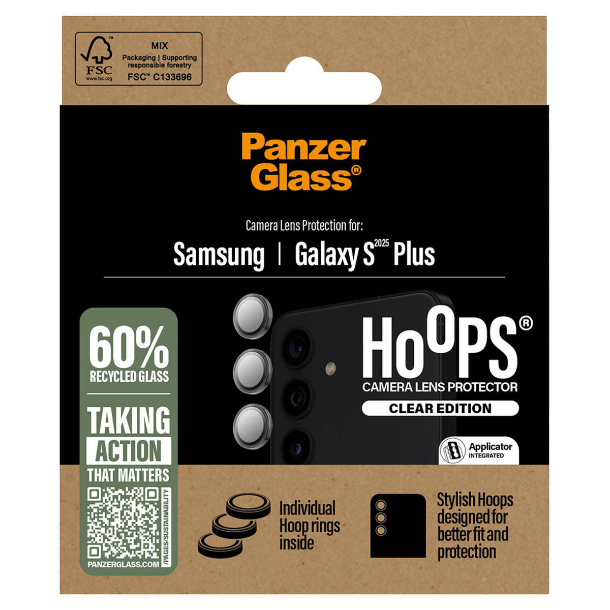 PanzerGlass Protection Caméra Hoops Optic Rings Samsung Galaxy S25 Plus - Transparent