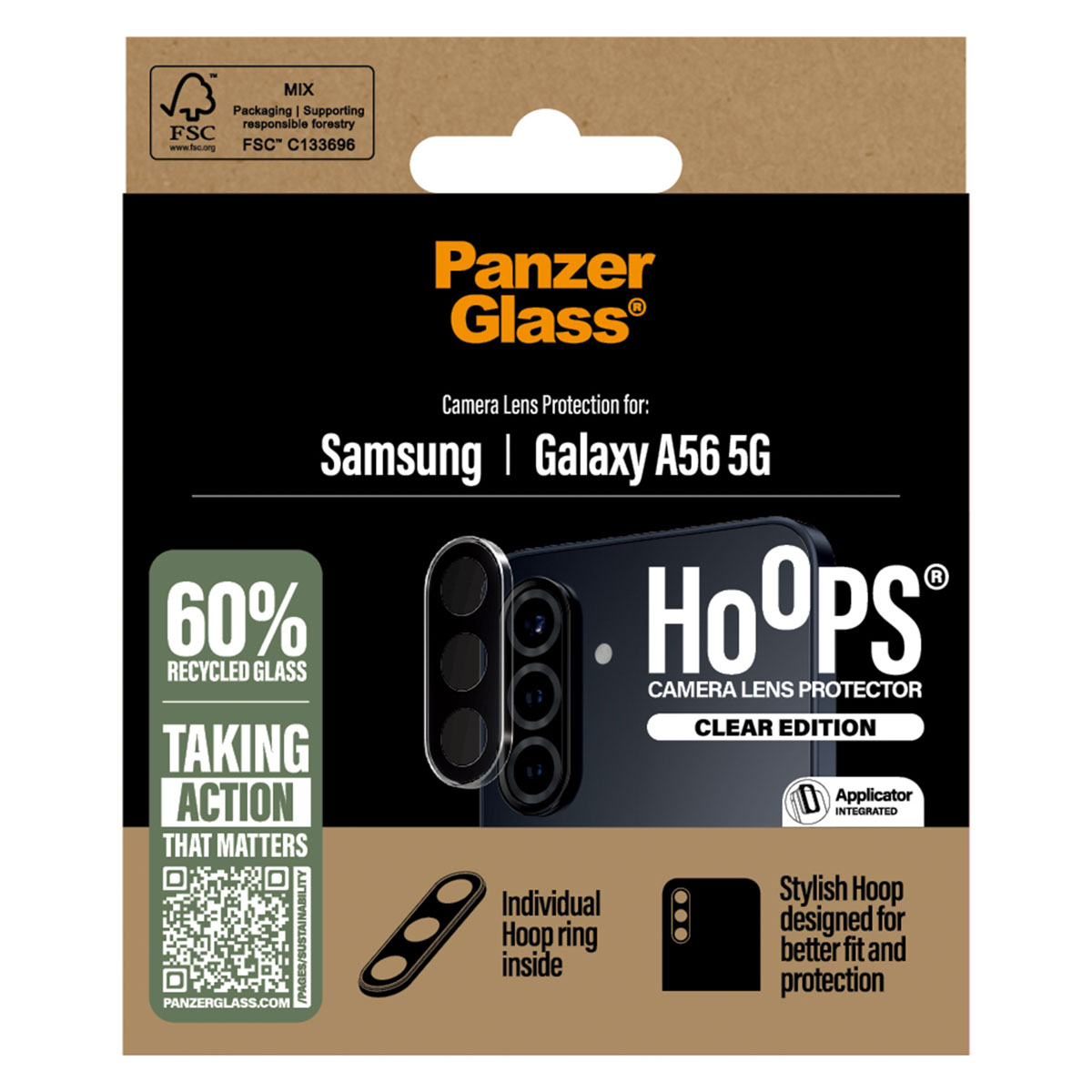 PanzerGlass Protection Caméra Hoops Optic Rings Samsung Galaxy A56 - Transparent