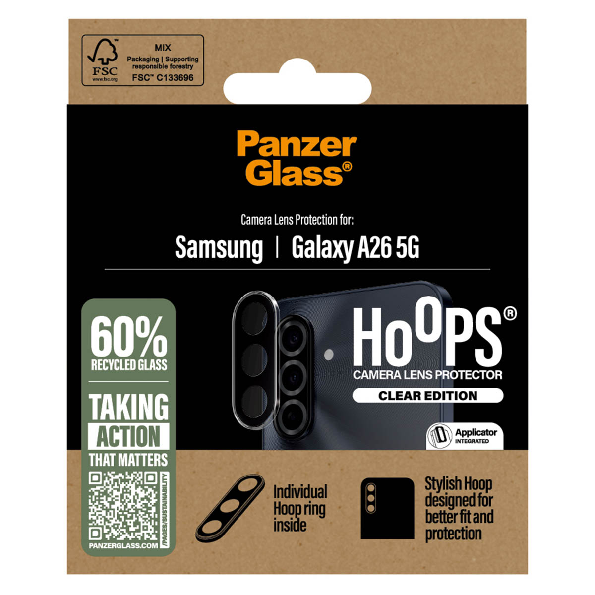 PanzerGlass Protection Caméra Hoops Optic Rings Samsung Galaxy A26 - Transparent