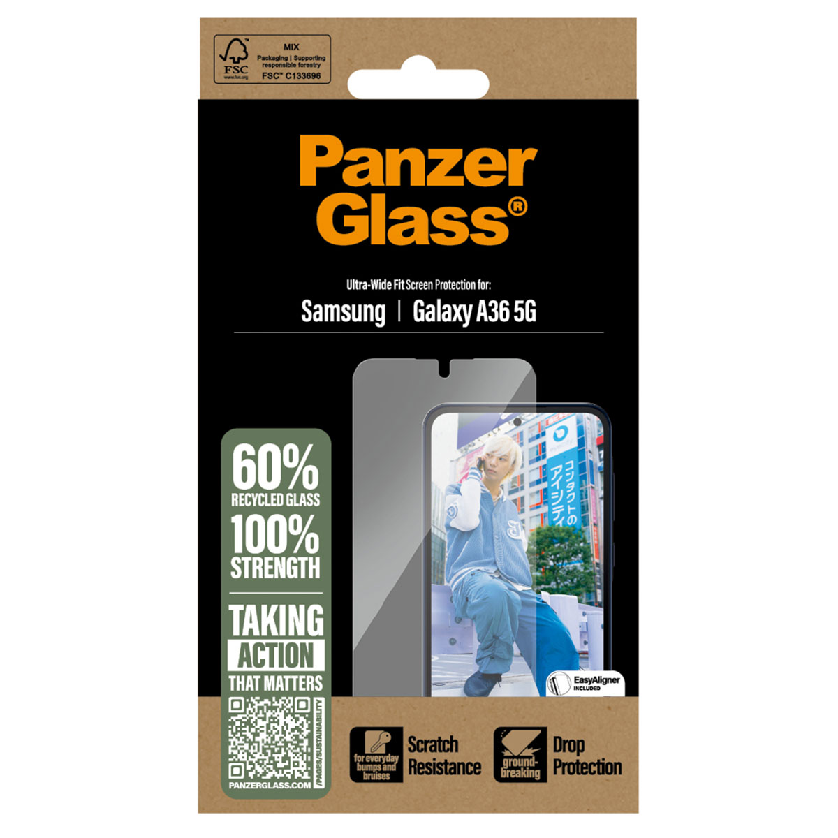 PanzerGlass Protection d'écran Ultra-Wide Fit Anti-bactérienne avec applicateur Samsung Galaxy A36