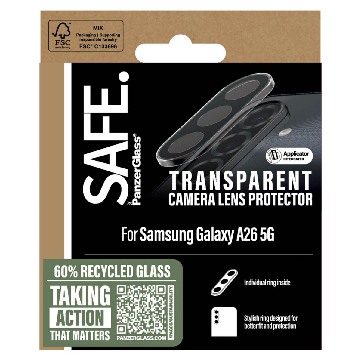 SAFE by PanzerGlass Camera Lens Protector voor de Samsung Galaxy A26 - Transparant