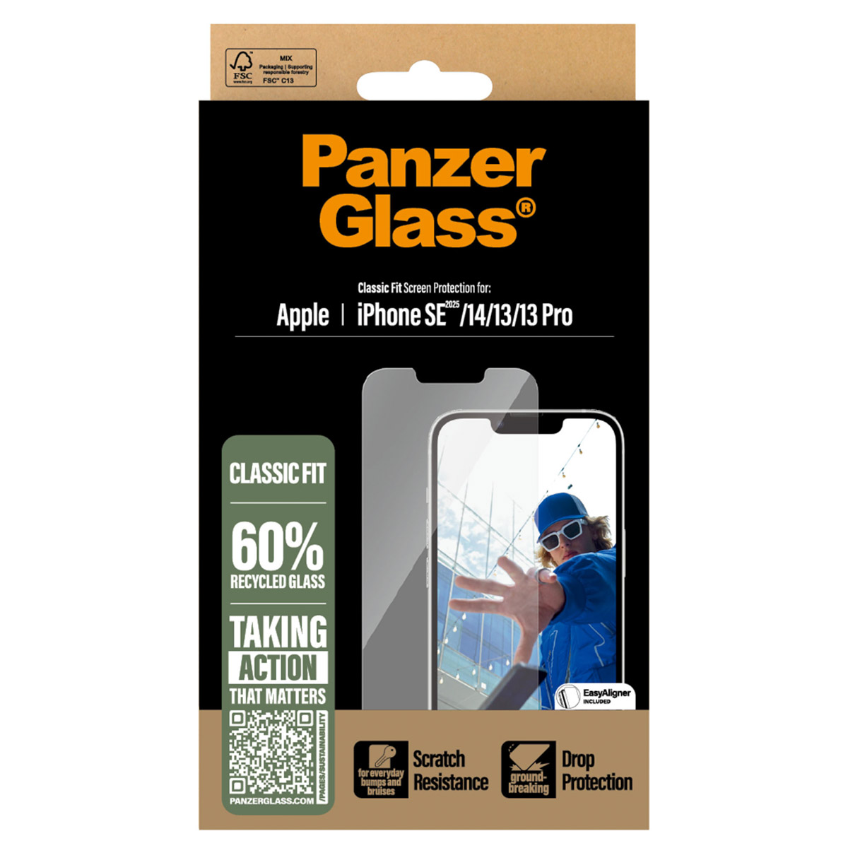 PanzerGlass Anti-Bacterial Screenprotector voor de Apple iPhone 17e / 16e / 14 / 13 / 13 Pro