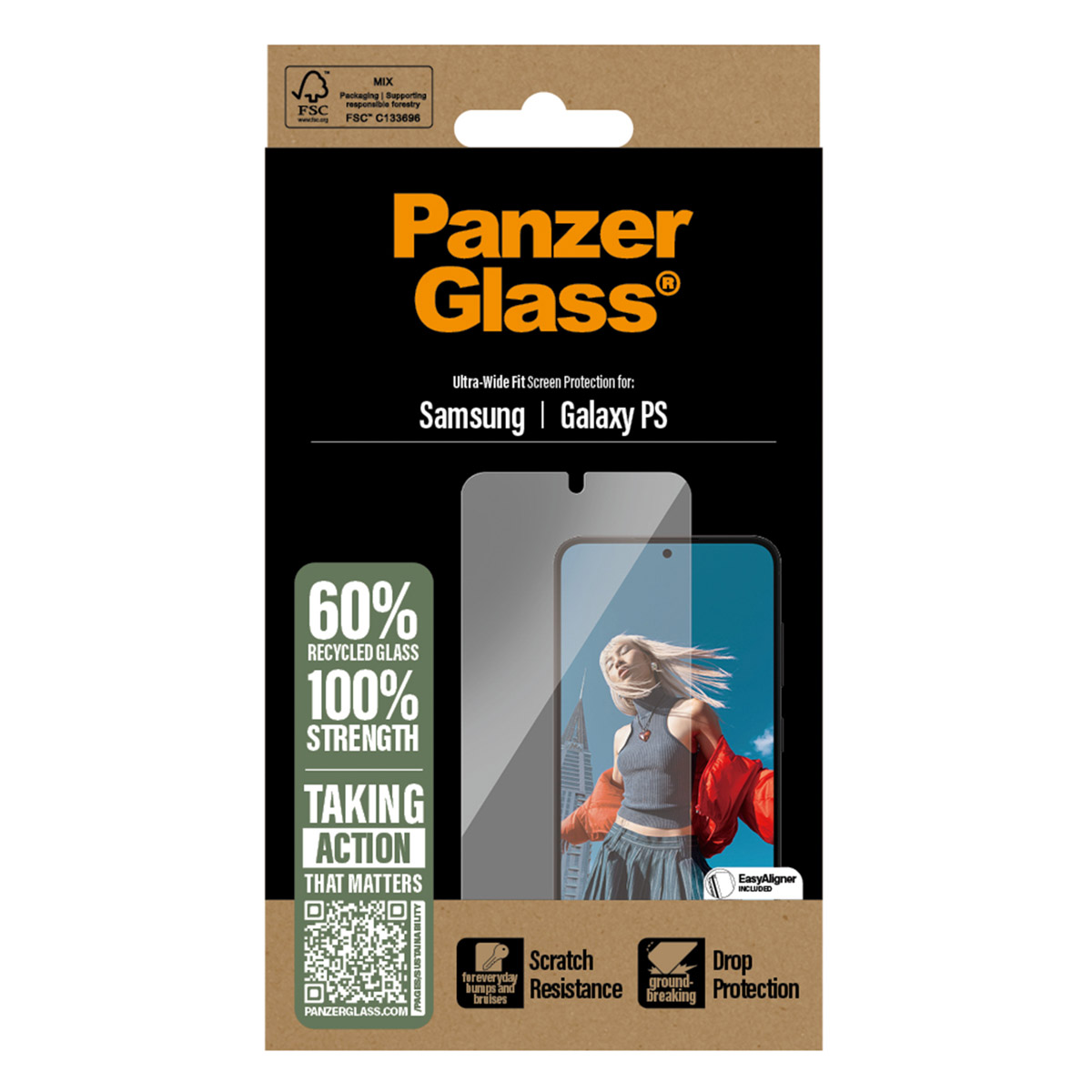 PanzerGlass Protection d'écran Ultra-Wide Fit Anti-bactérienne Samsung Galaxy S25 Edge