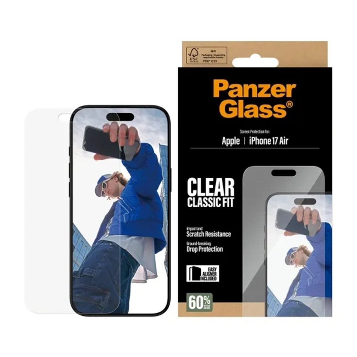 PanzerGlass Anti-Bacterial Screenprotector voor de Apple iPhone Air