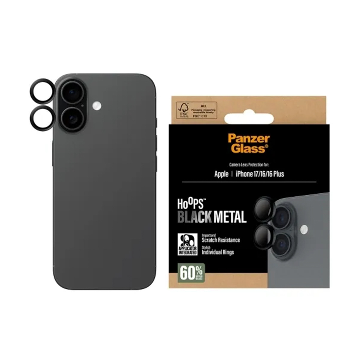 PanzerGlass Protection Caméra Hoops Optic Rings Apple iPhone 17 - Noir