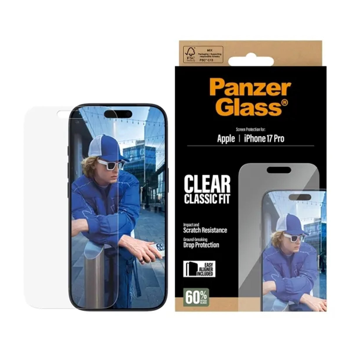 PanzerGlass Anti-Bacterial Screenprotector voor de Apple iPhone 17 Pro